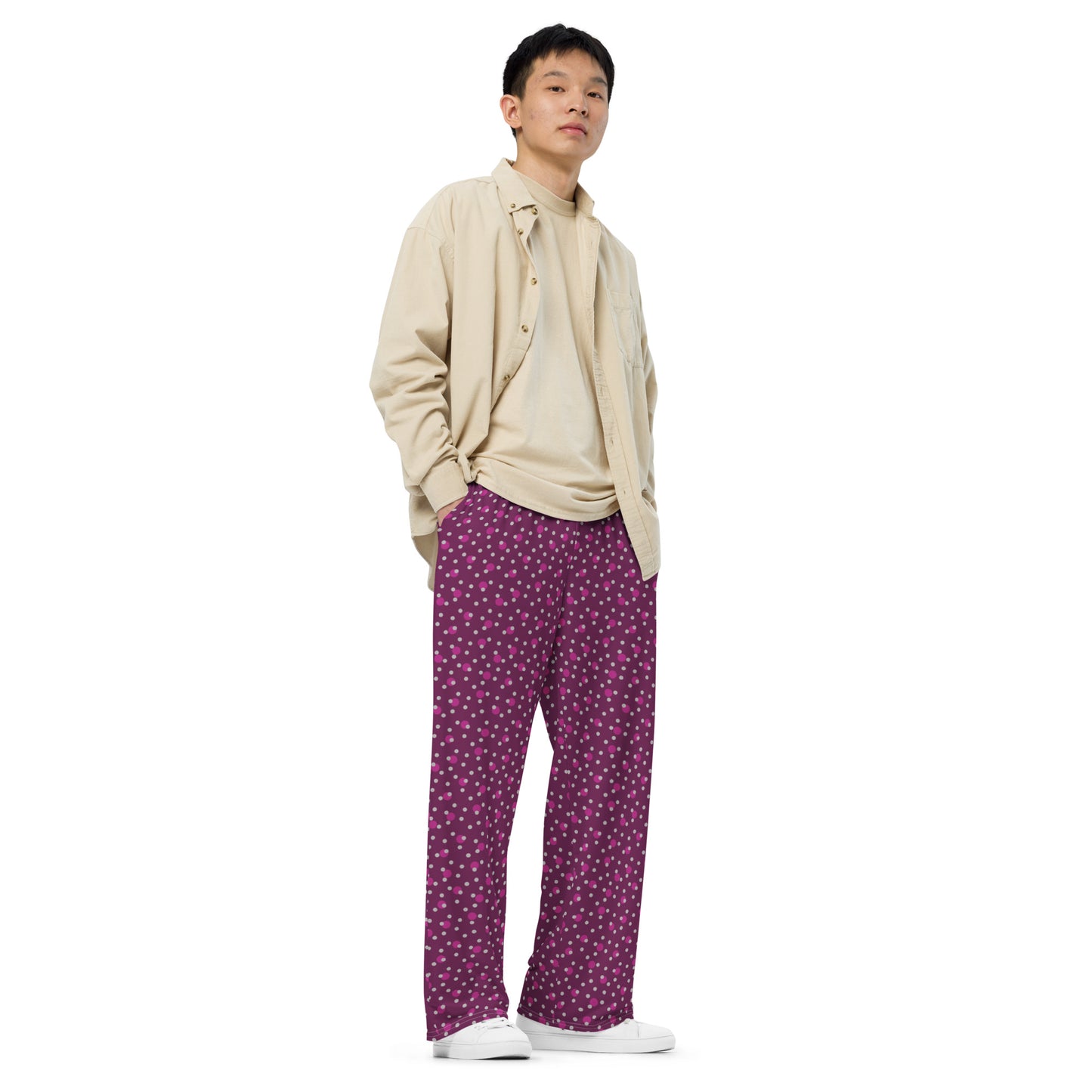 Polka Dot (Plum / Pink / White) - Premium Wide-leg Pants