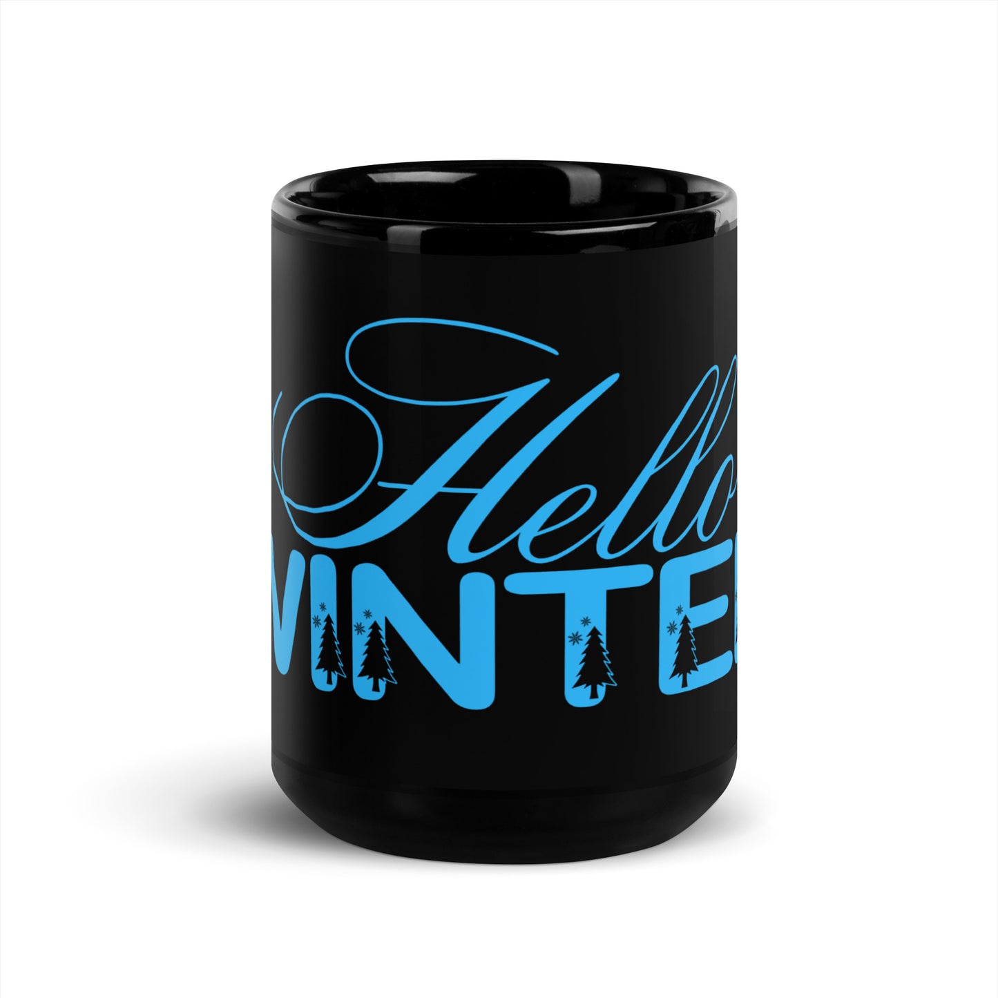 Hello Winter - Black Glossy Mug