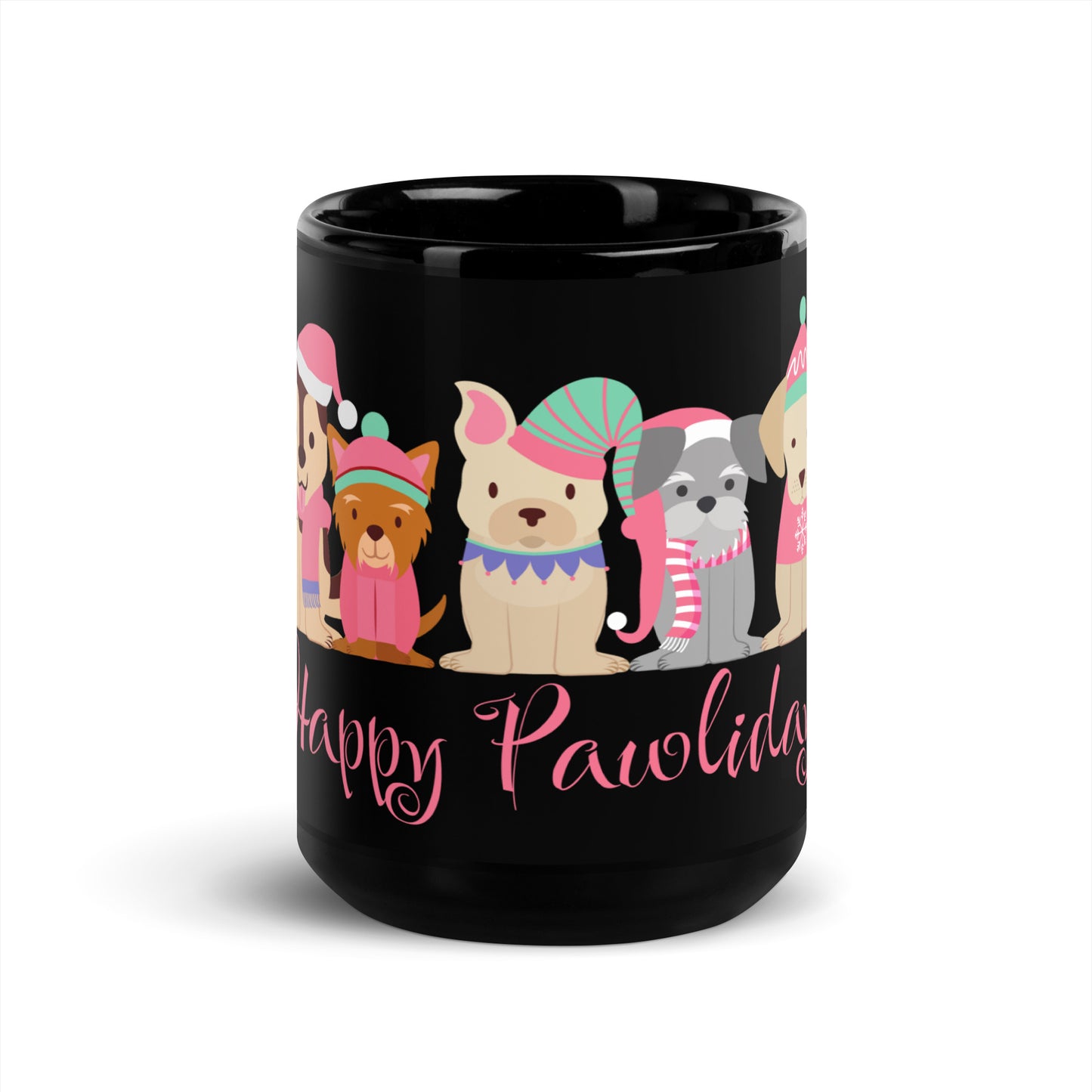 Dog Holiday - Black Glossy Mug