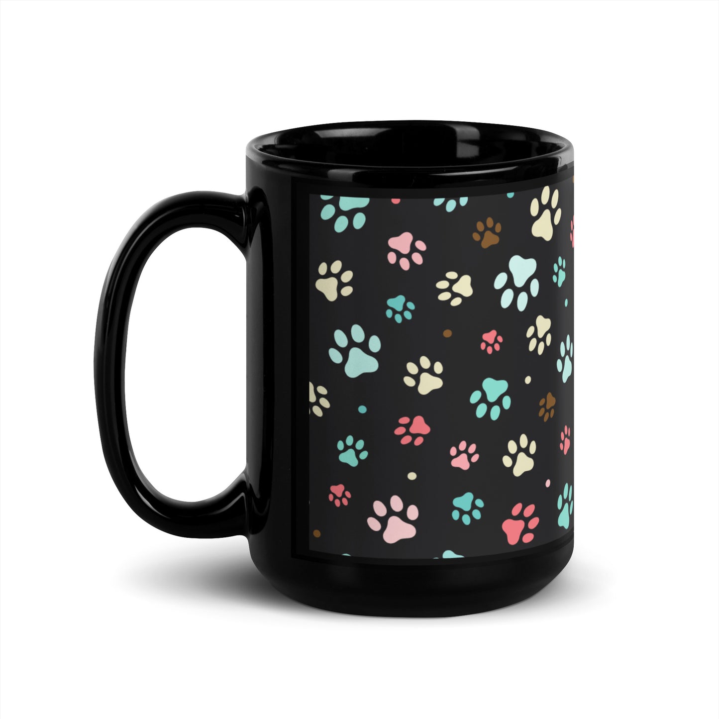 Paw Prints - Black Glossy Mug