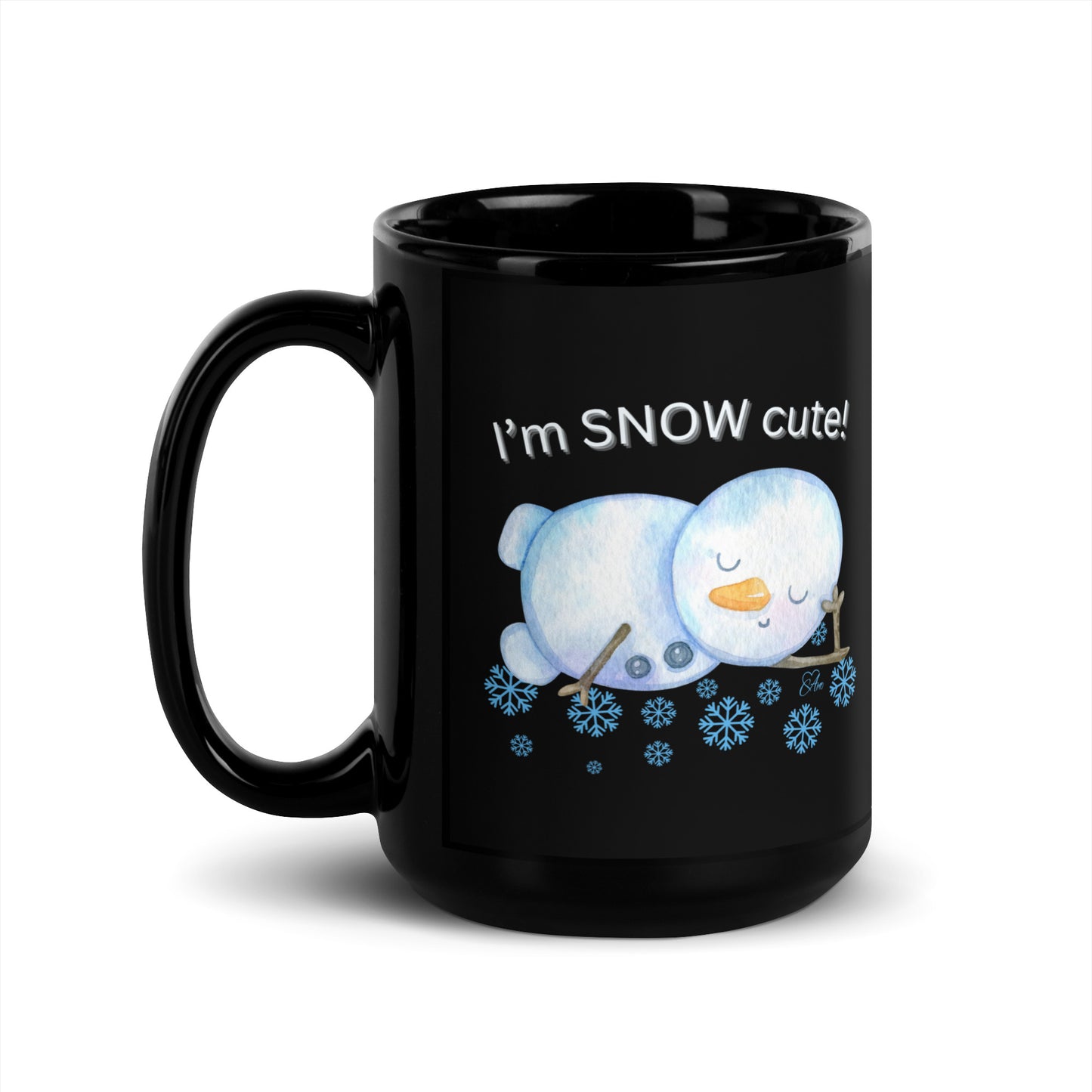 Snow Cute - Black Glossy Mug