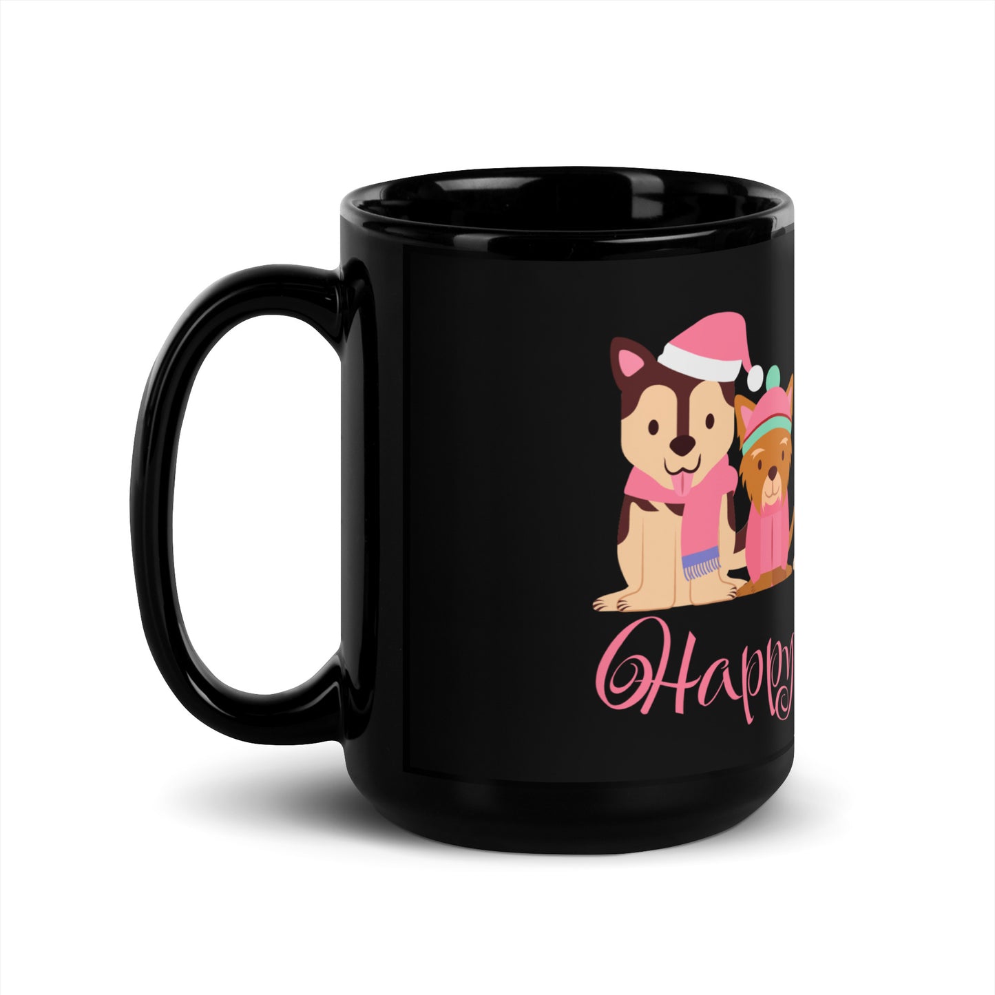 Dog Holiday - Black Glossy Mug