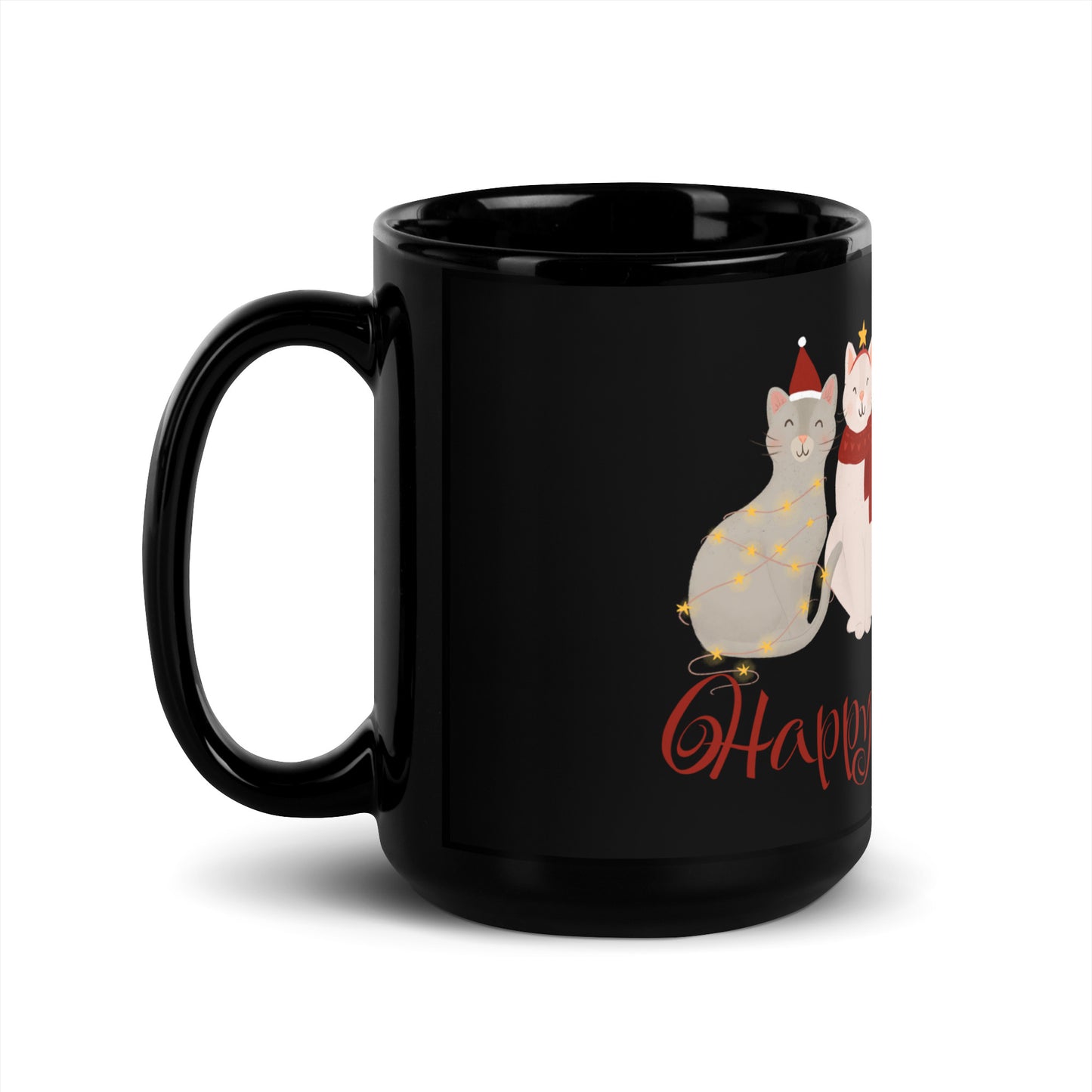 Cat Holiday - Black Glossy Mug