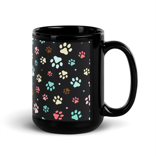 Paw Prints - Black Glossy Mug