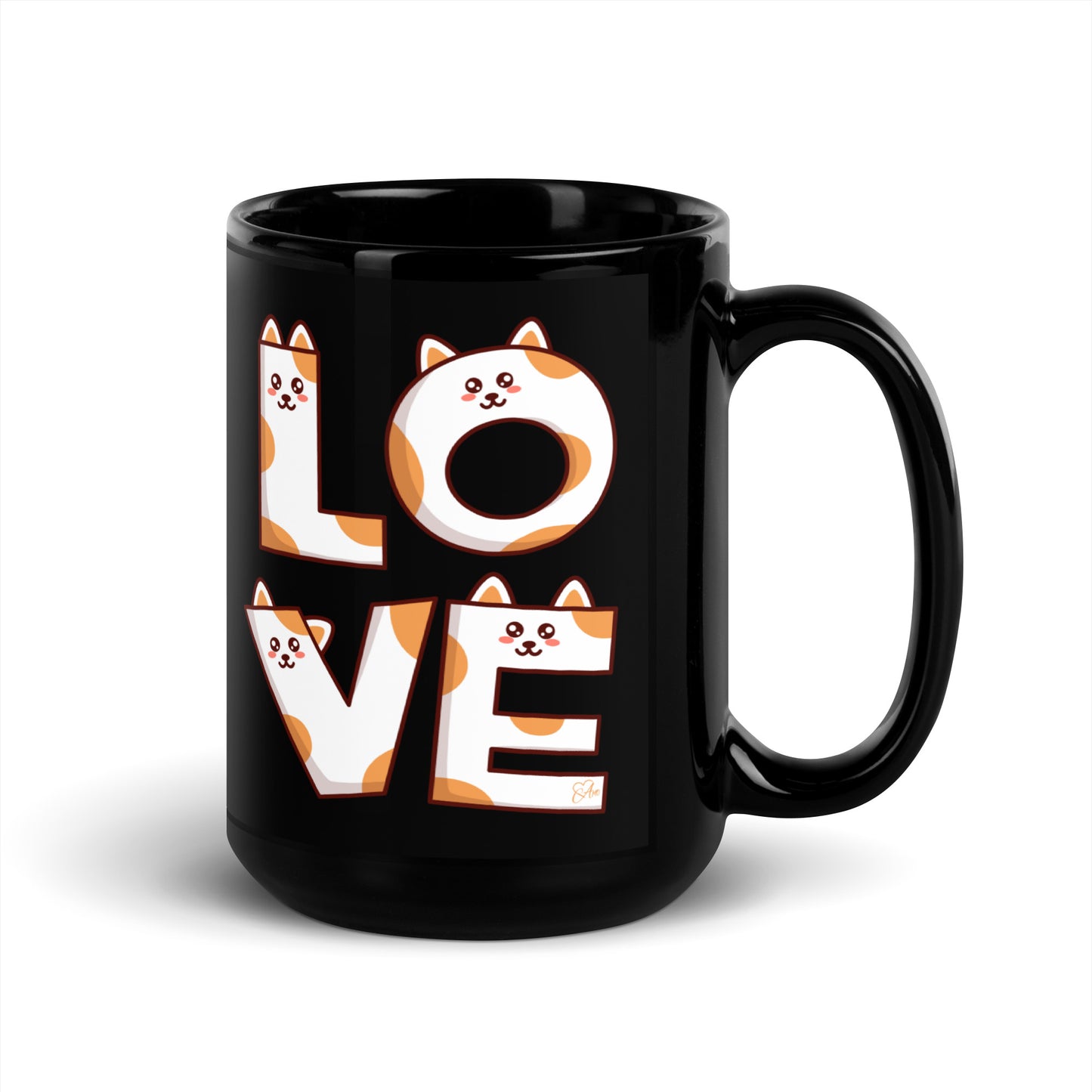 Cat Love - Black Glossy Mug