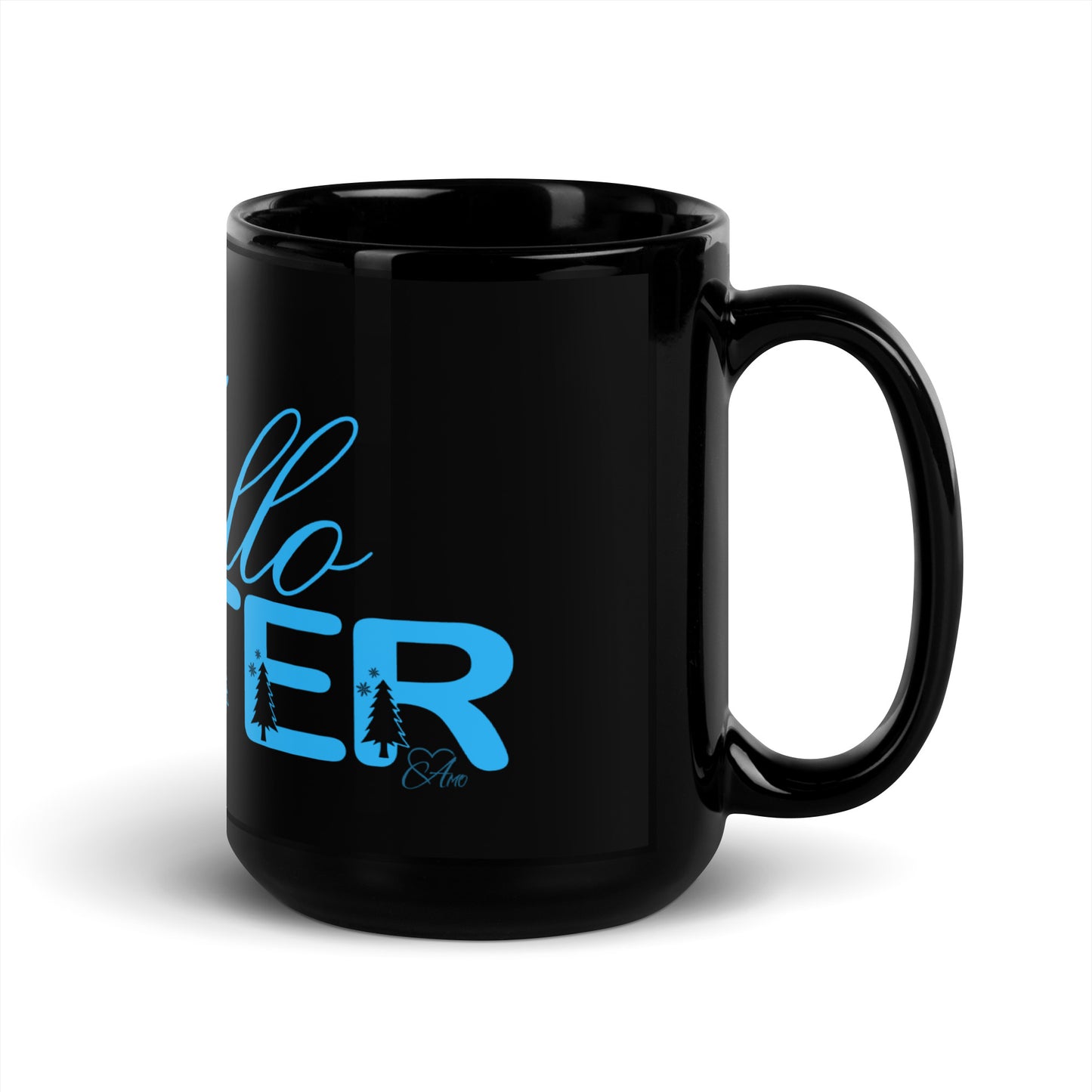 Hello Winter - Black Glossy Mug