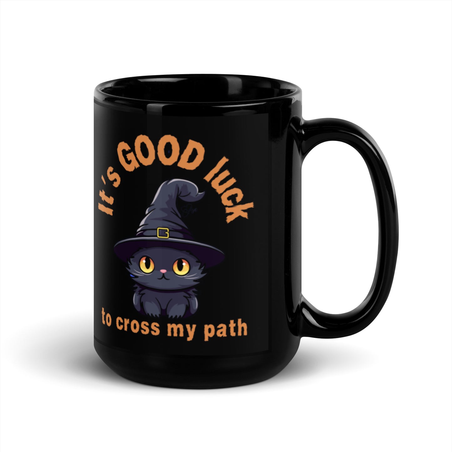 Black Cat - Black Glossy Mug