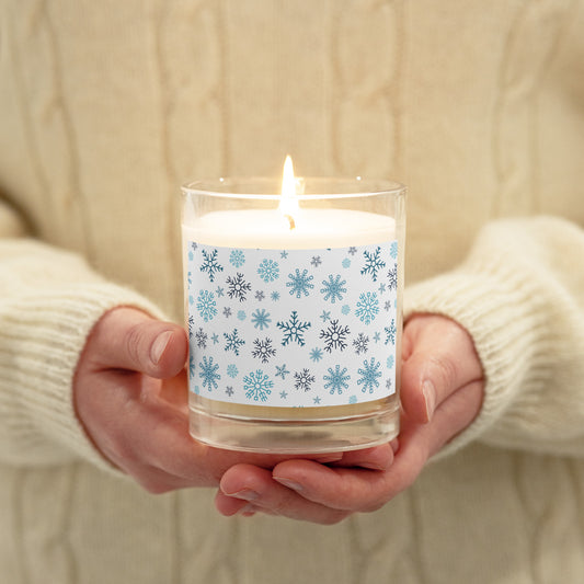Snowflakes (White) - Glass Jar Soy Candle (unscented)
