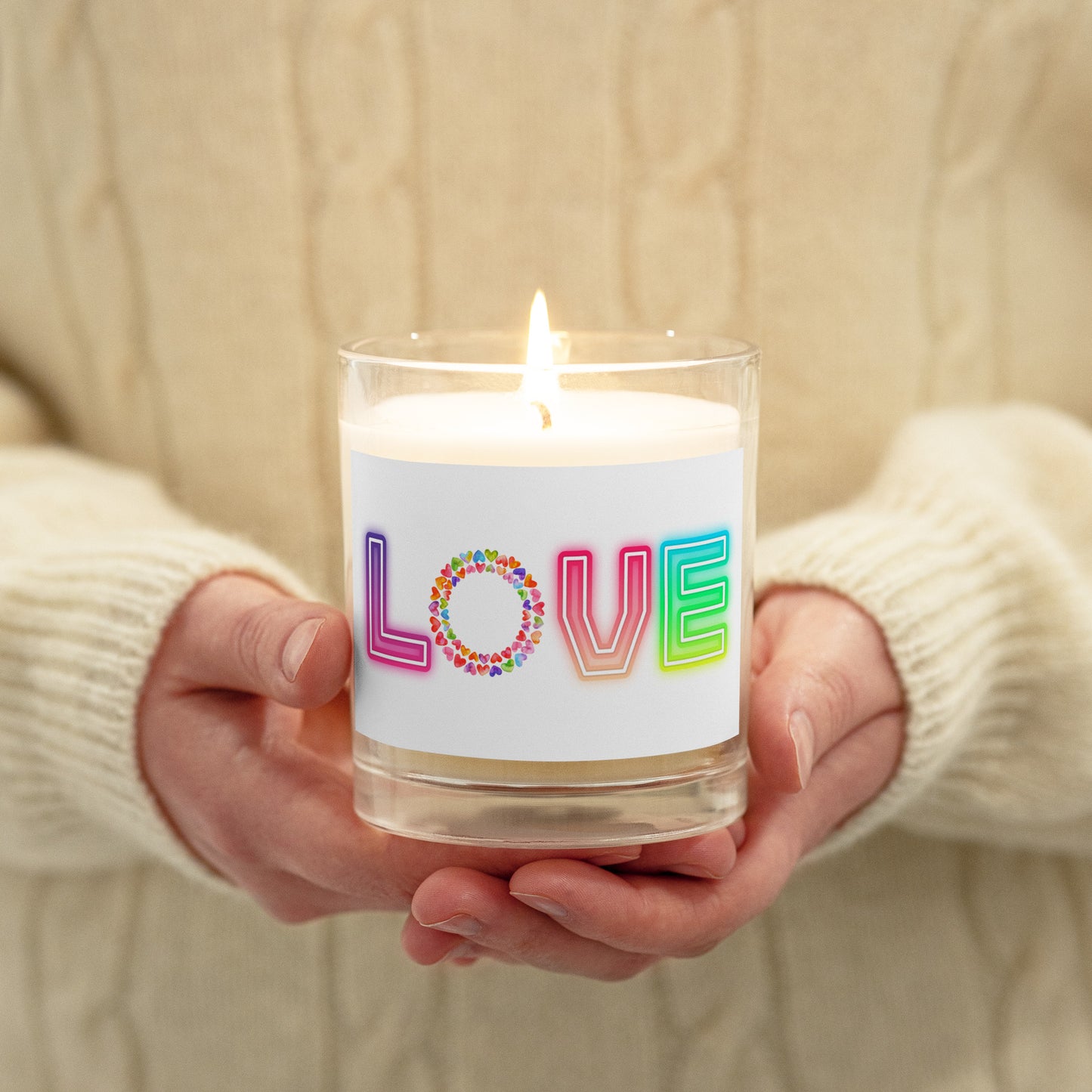 Rainbow Love - Glass Jar Soy Candle (unscented)