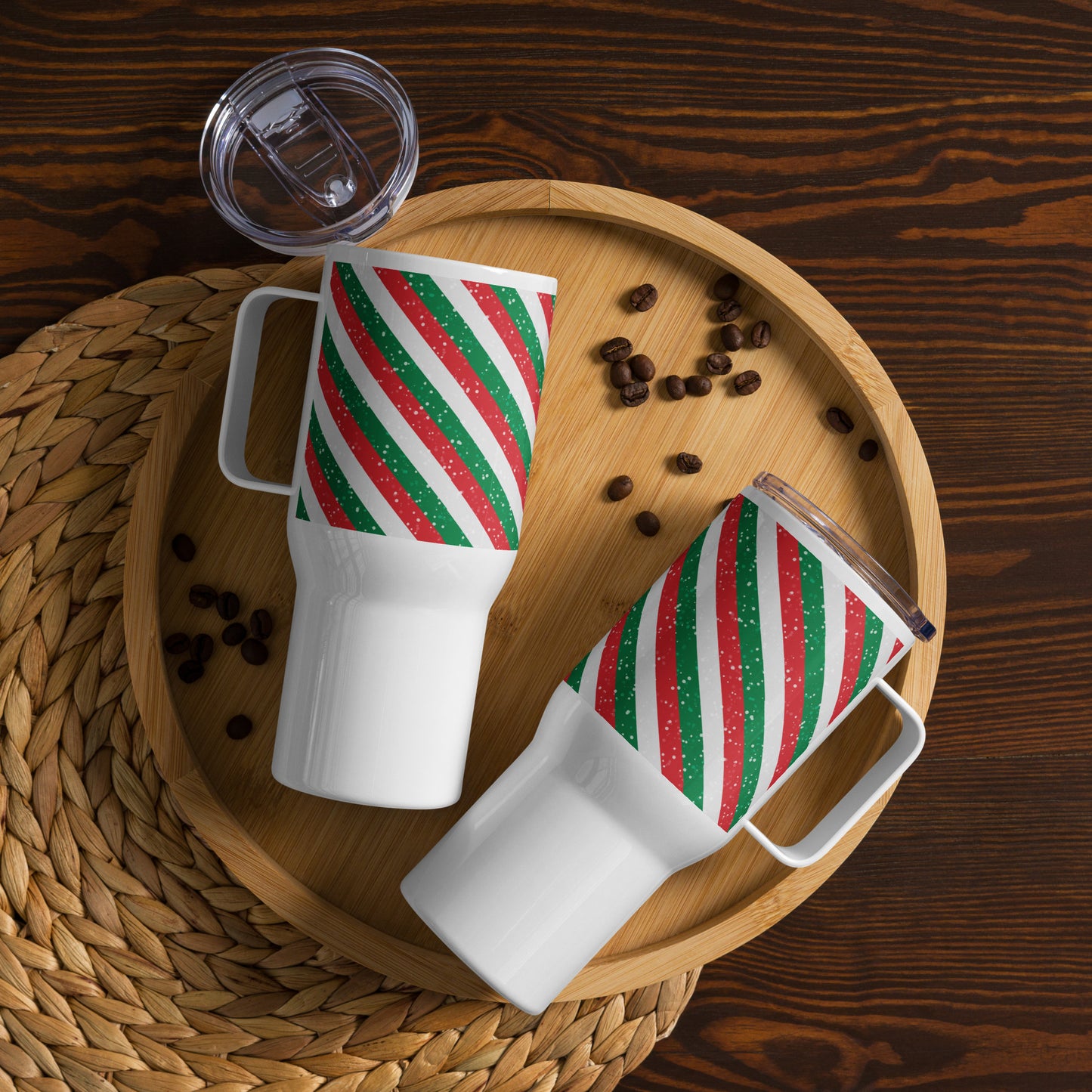 Holiday Stripes - Travel Mug w/ Handle