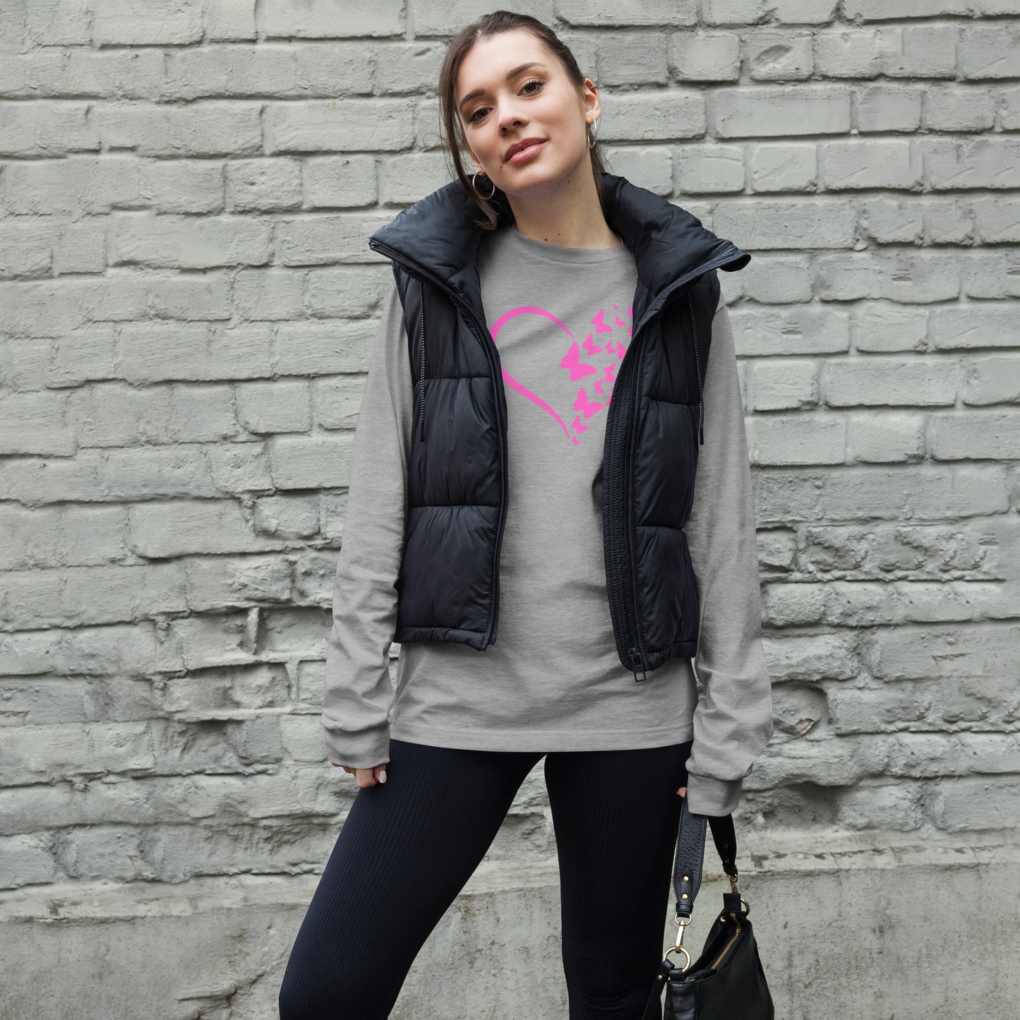 Pink Butterfly Heart - Long-Sleeve T-Shirt