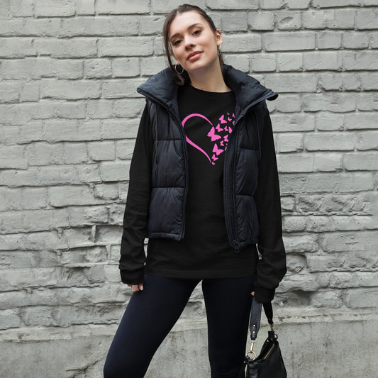 Pink Butterfly Heart - Long-Sleeve T-Shirt