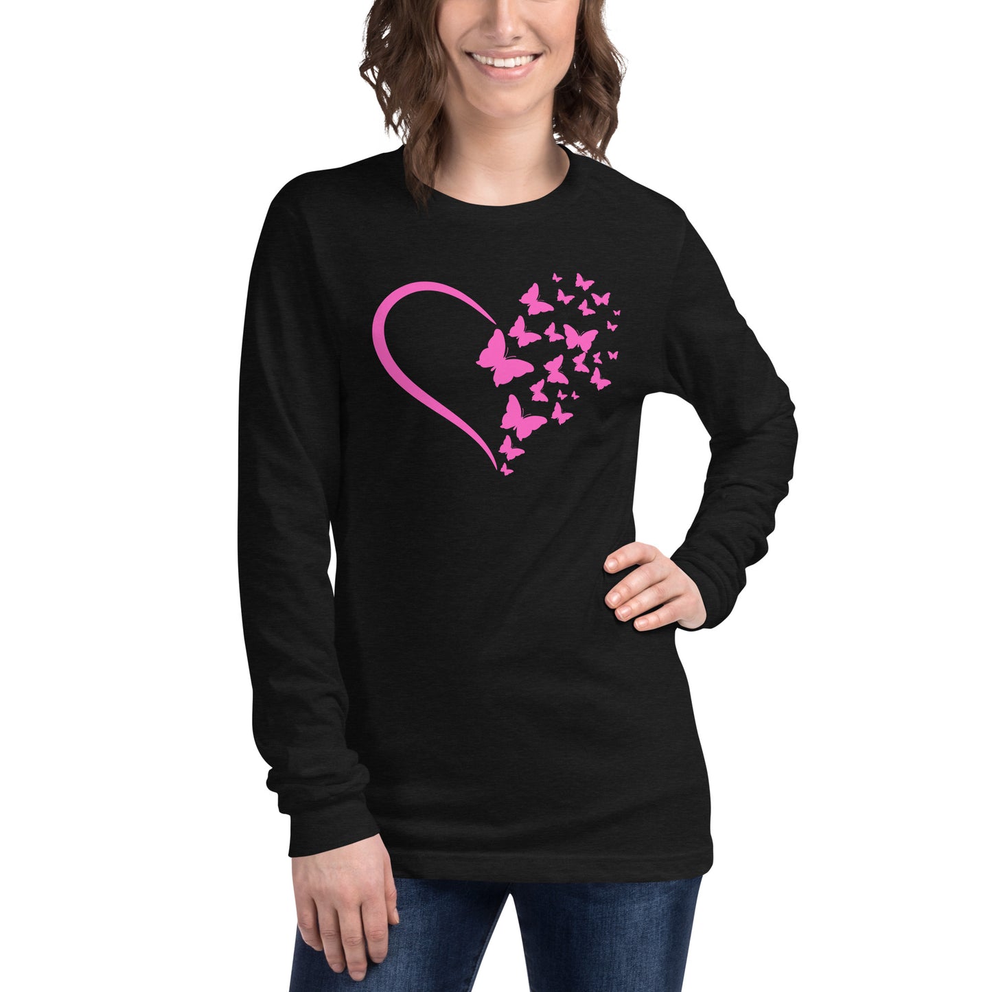 Pink Butterfly Heart - Long-Sleeve T-Shirt