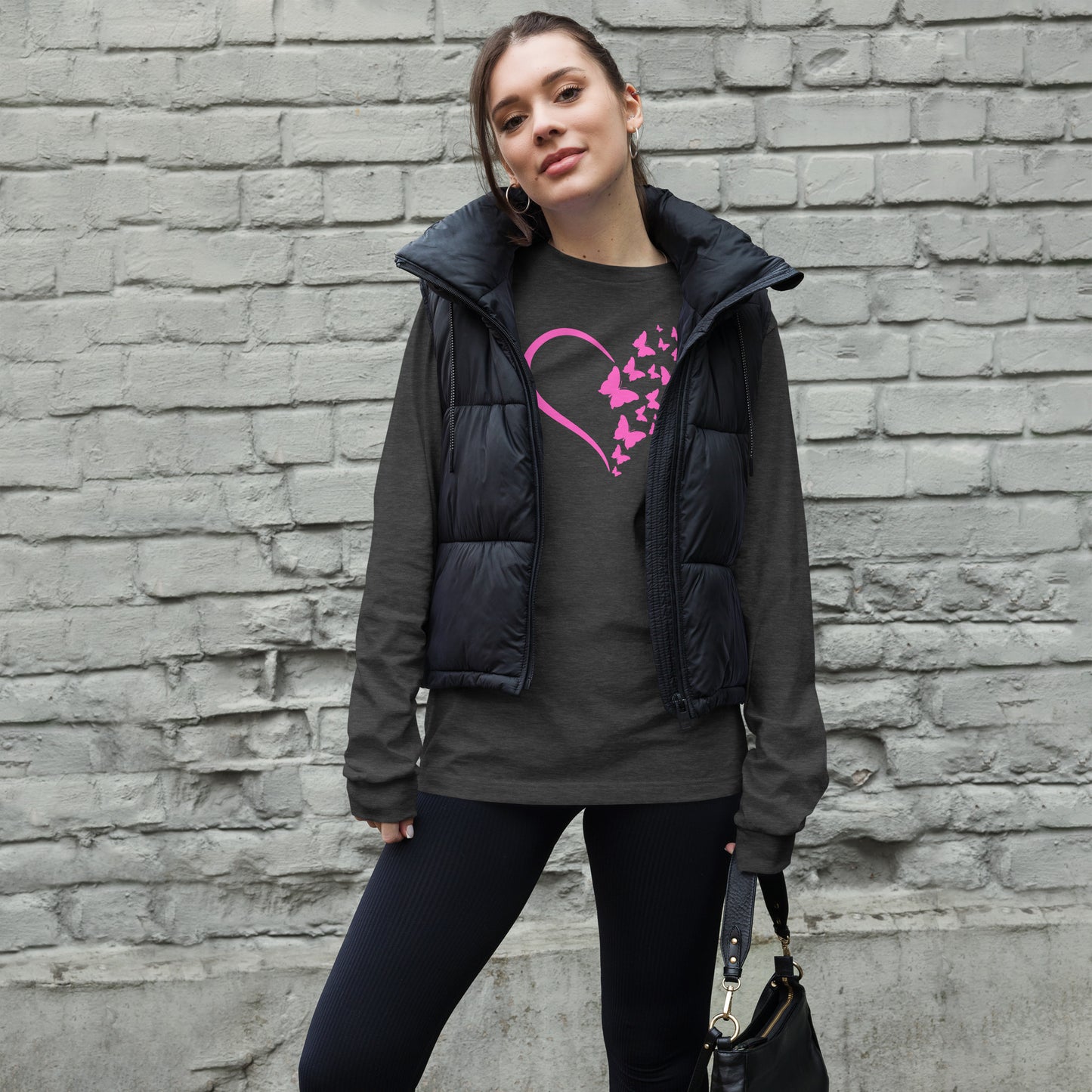 Pink Butterfly Heart - Long-Sleeve T-Shirt