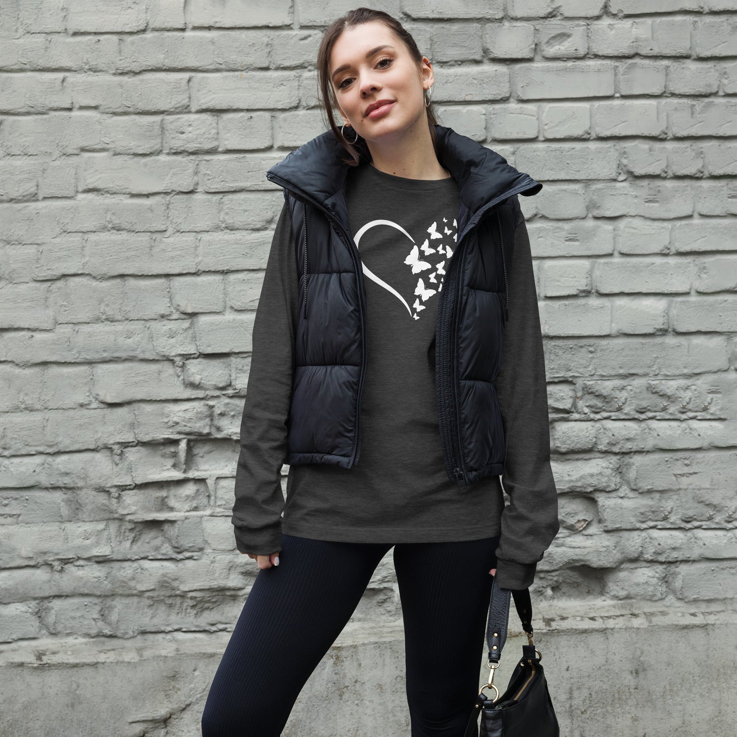 White Butterfly Heart - Long-Sleeve T-Shirt