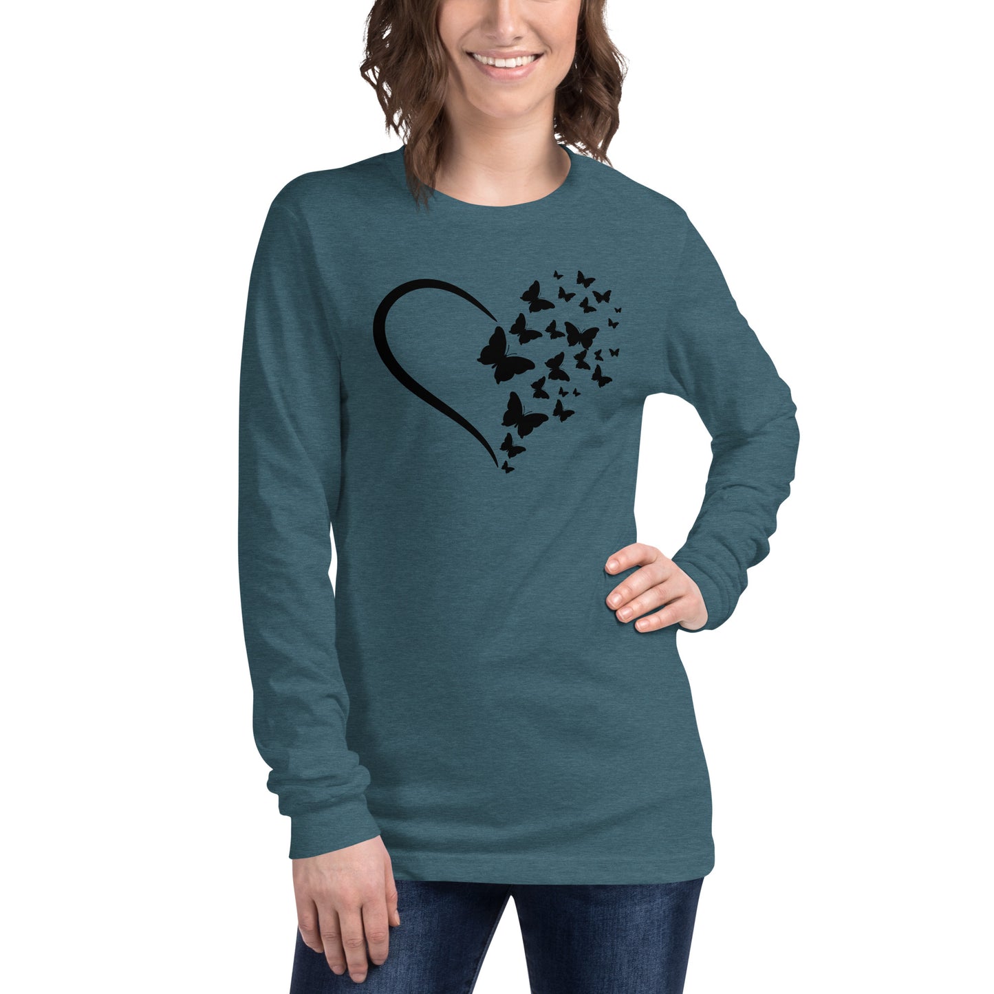 Black Butterfly Heart - Long-Sleeve T-Shirt