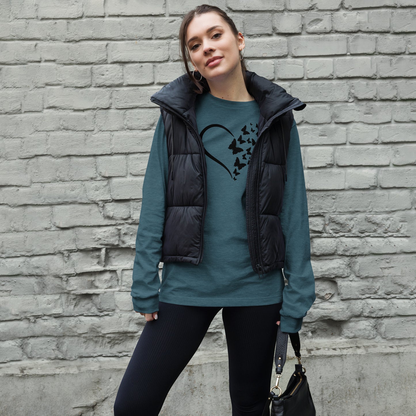 Black Butterfly Heart - Long-Sleeve T-Shirt