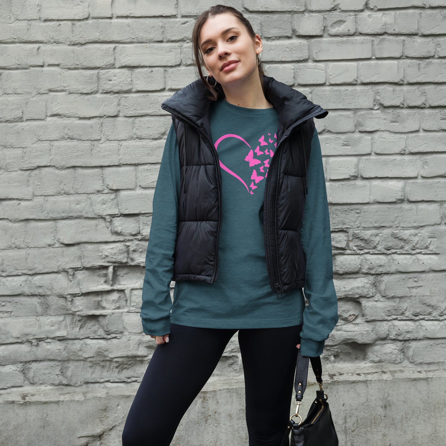 Pink Butterfly Heart - Long-Sleeve T-Shirt