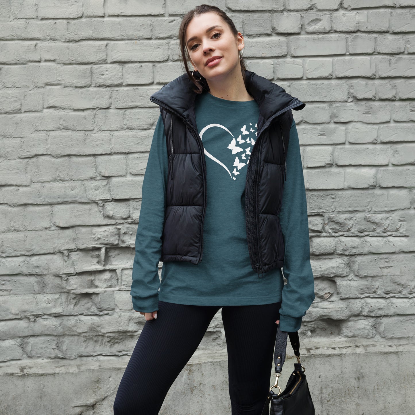 White Butterfly Heart - Long-Sleeve T-Shirt