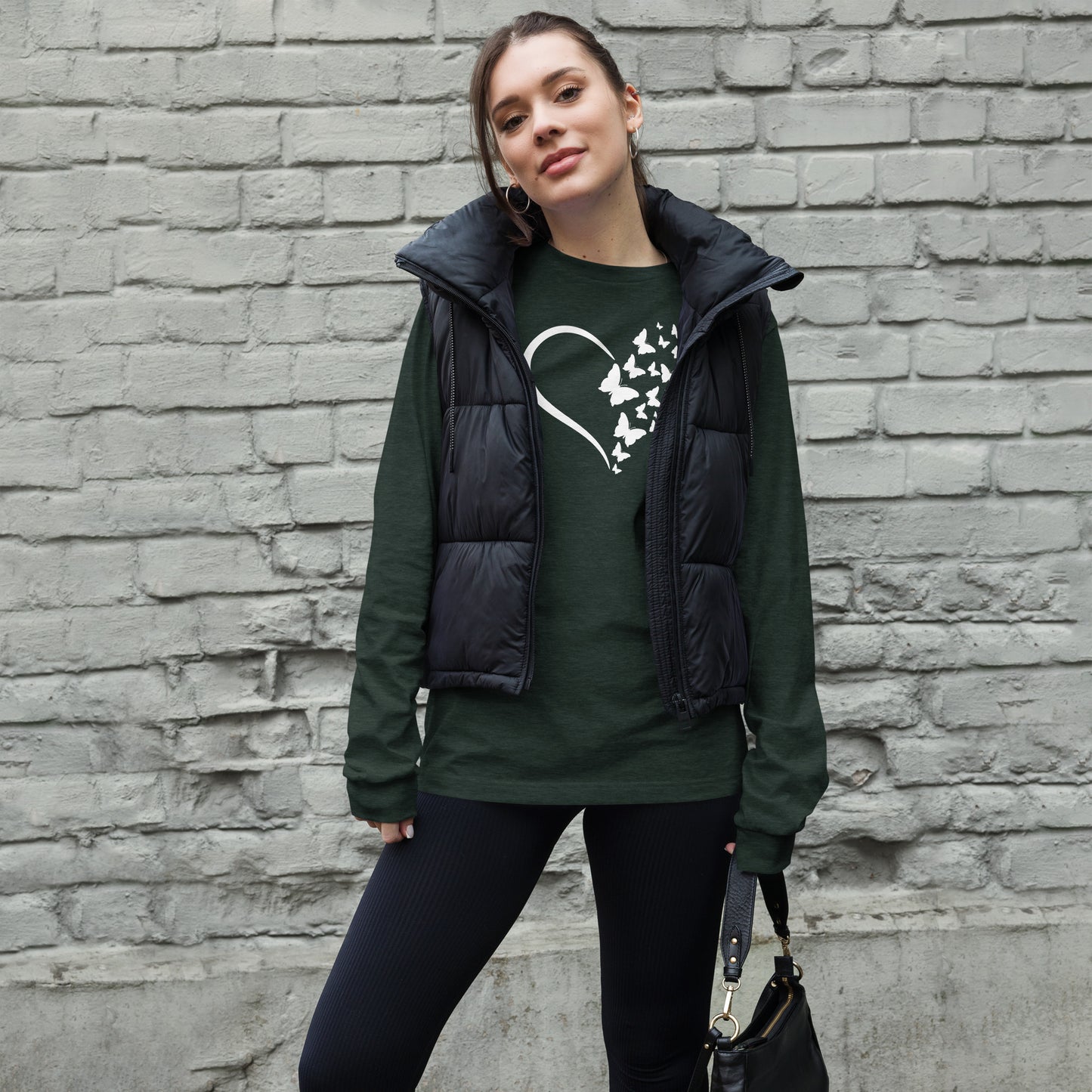 White Butterfly Heart - Long-Sleeve T-Shirt