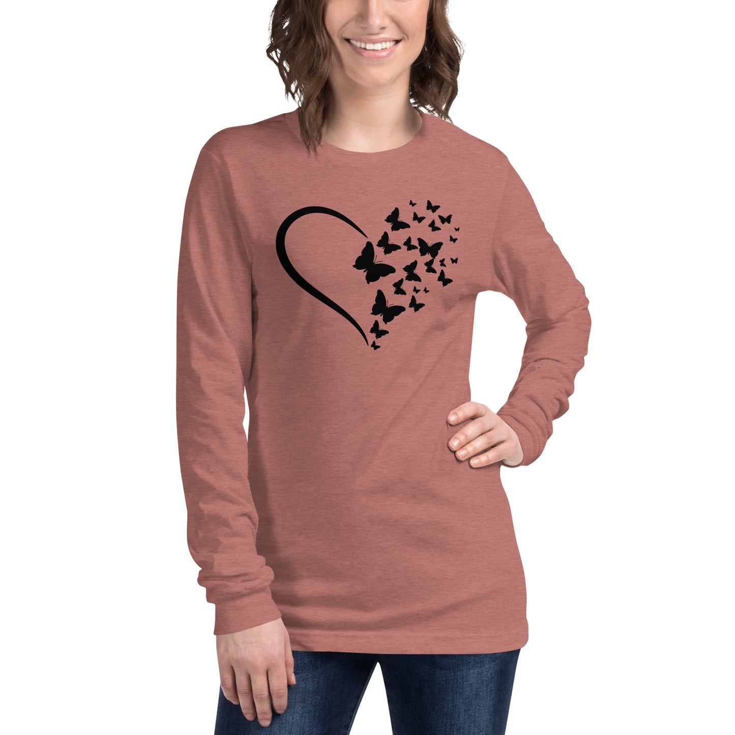 Black Butterfly Heart - Long-Sleeve T-Shirt
