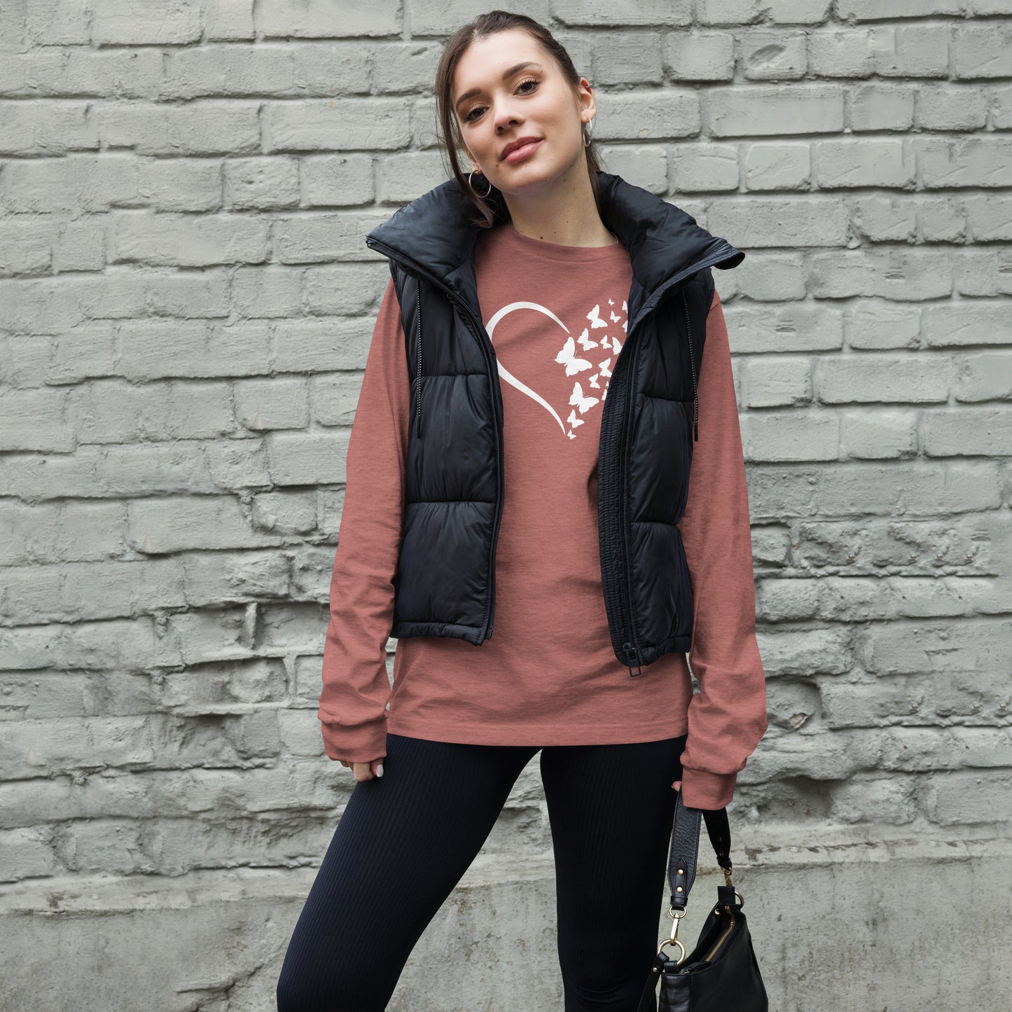 White Butterfly Heart - Long-Sleeve T-Shirt