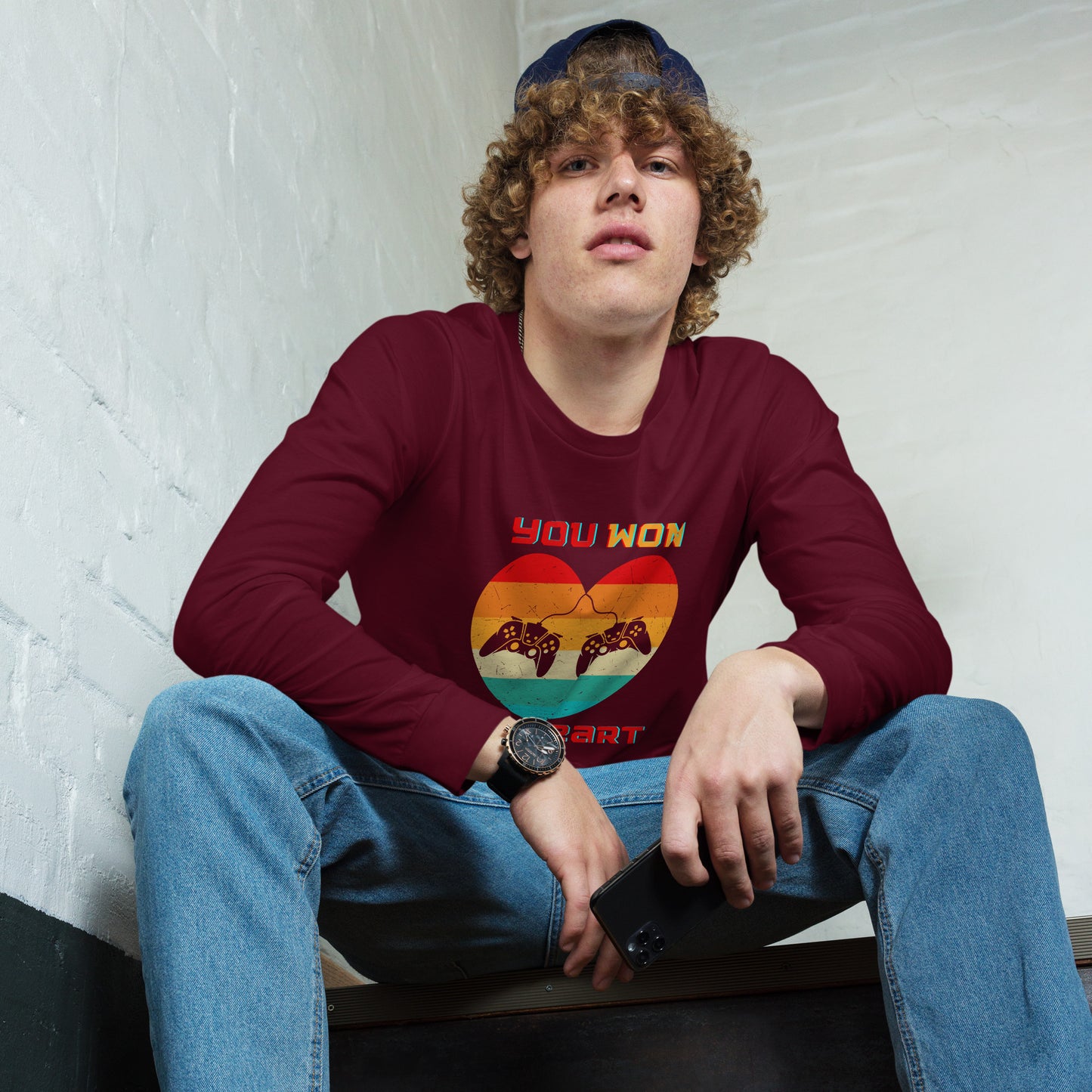 Retro Gamer Heart - Long-Sleeve T-Shirt