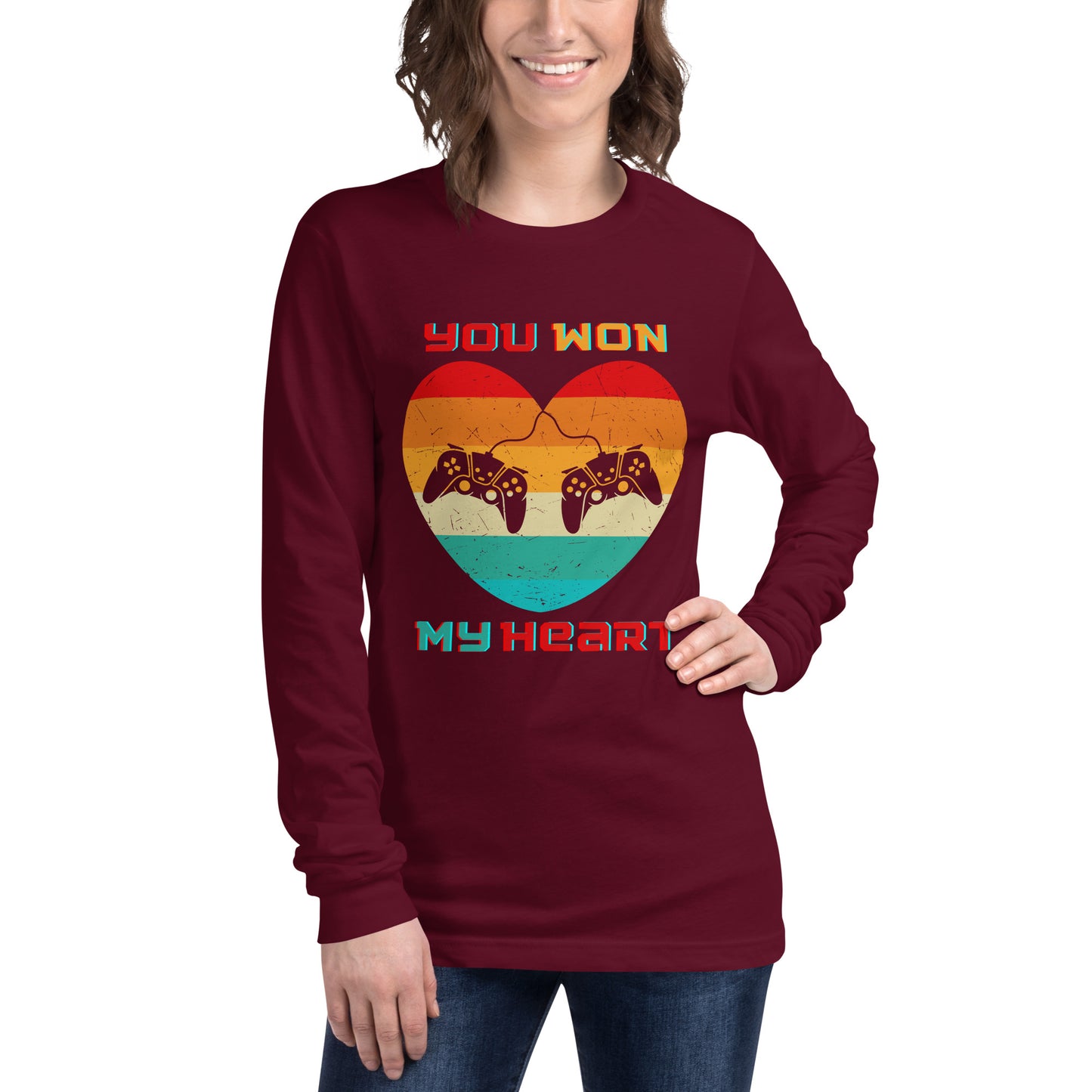 Retro Gamer Heart - Long-Sleeve T-Shirt
