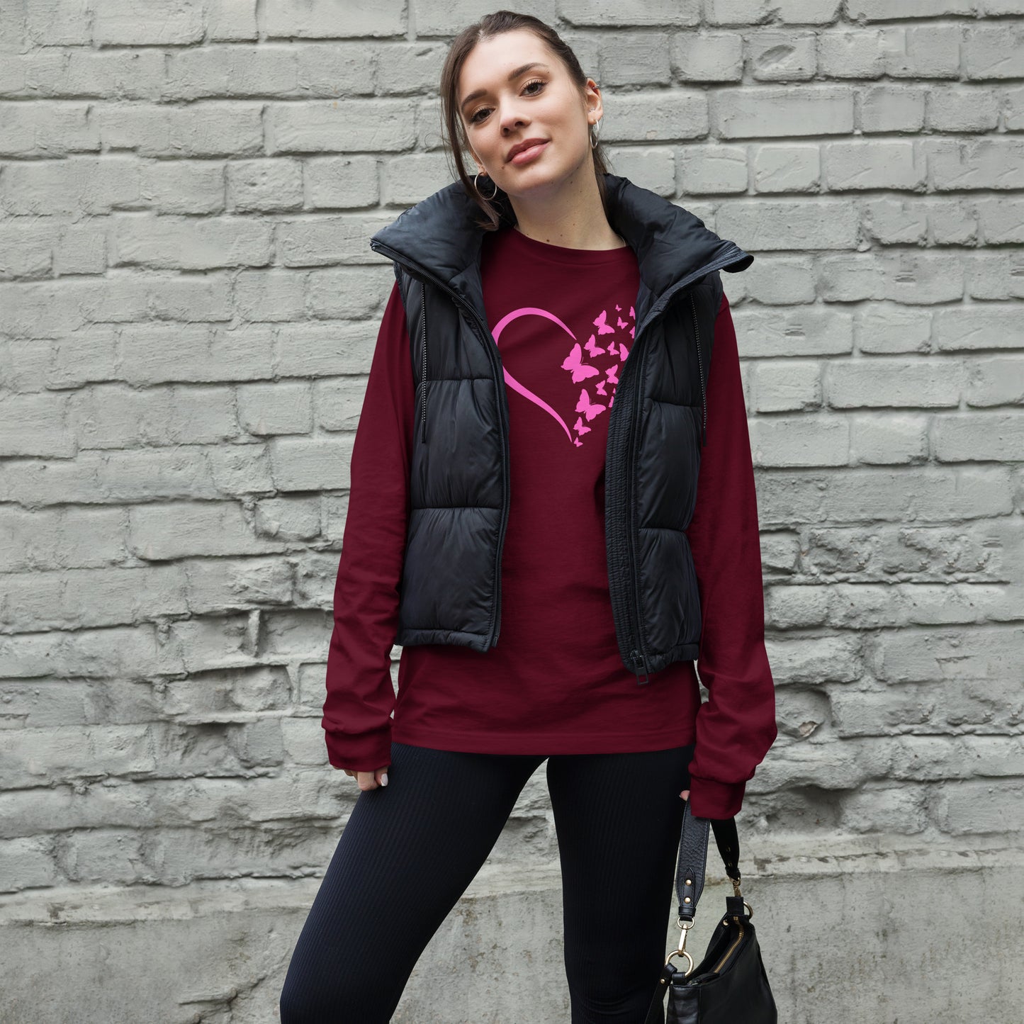 Pink Butterfly Heart - Long-Sleeve T-Shirt