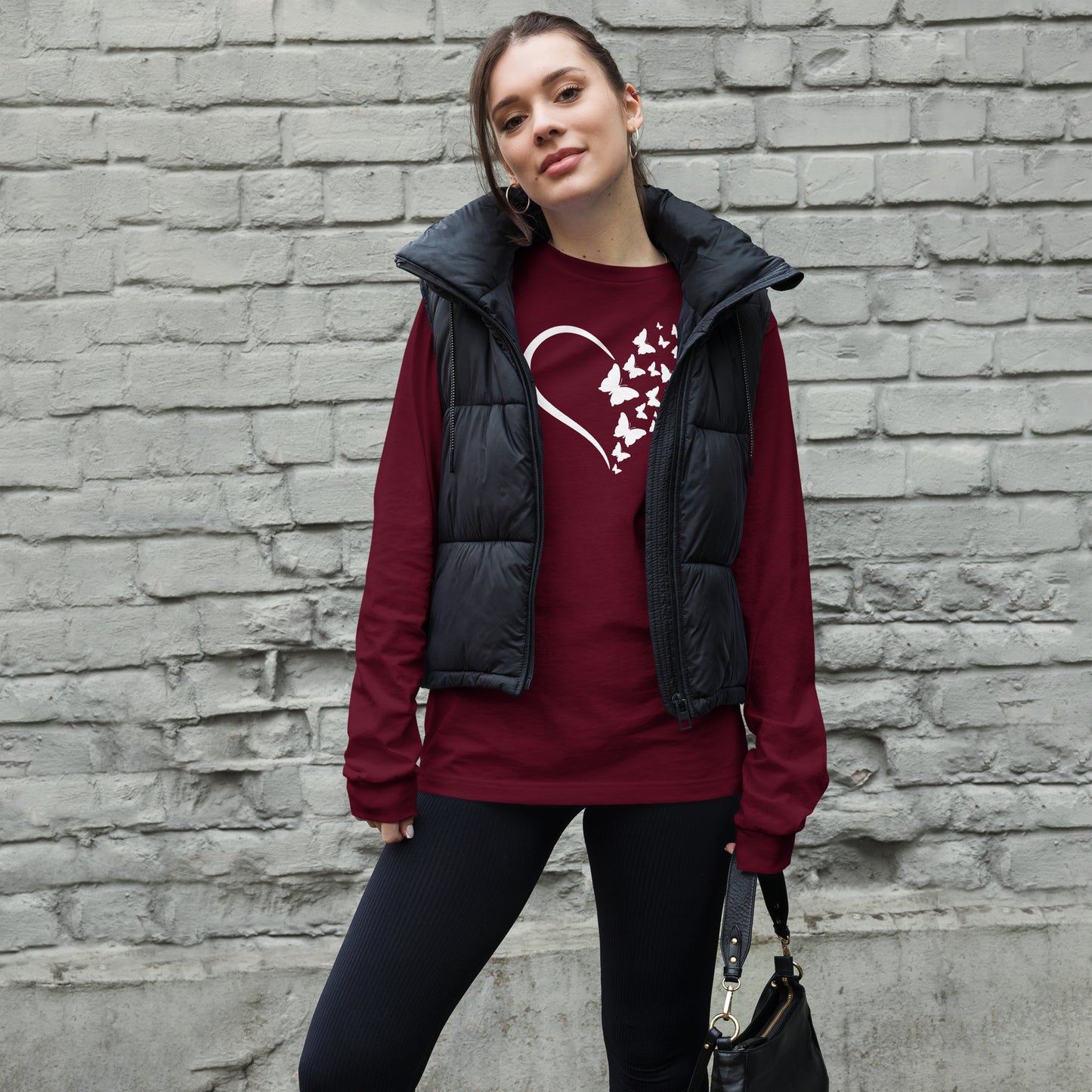 White Butterfly Heart - Long-Sleeve T-Shirt