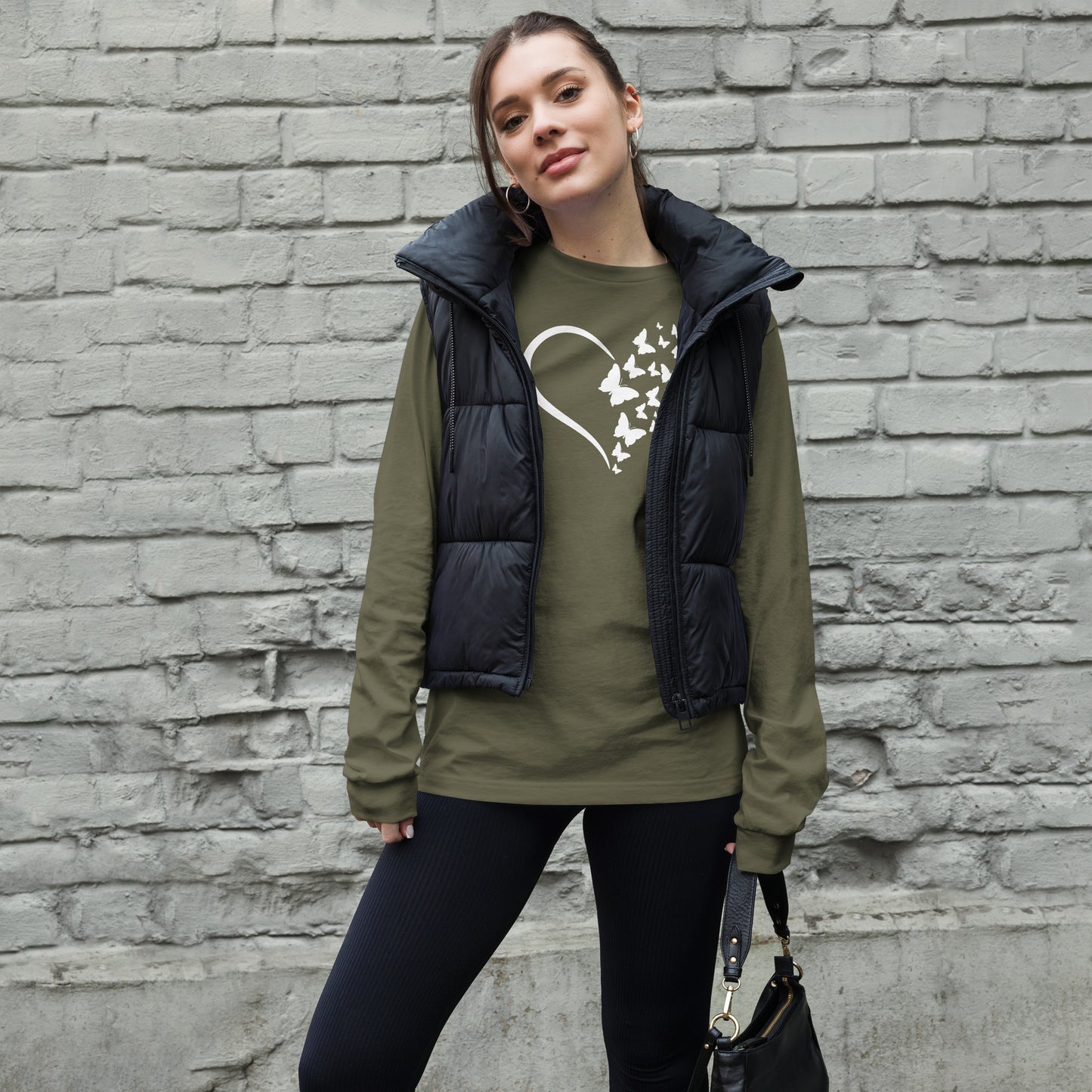 White Butterfly Heart - Long-Sleeve T-Shirt