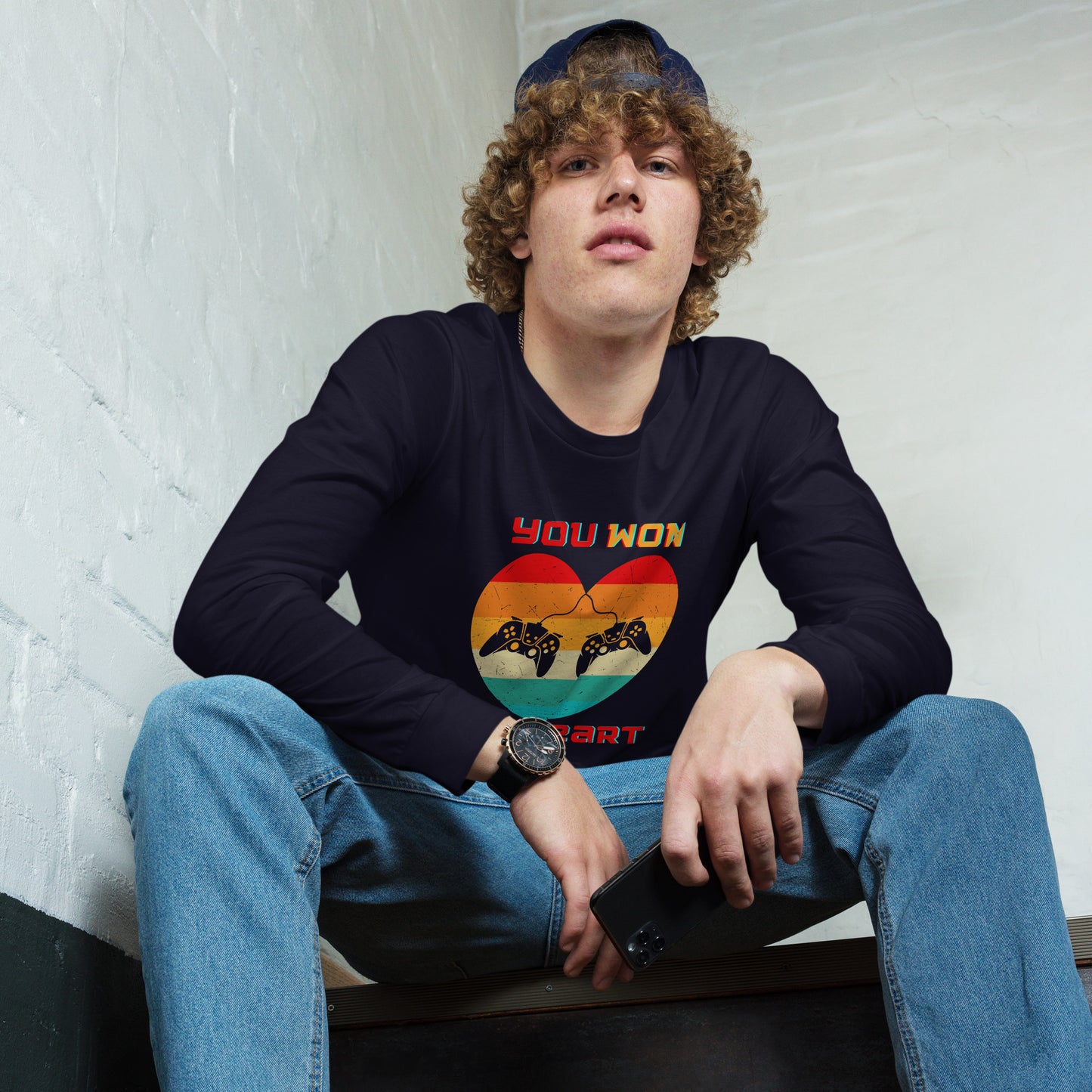 Retro Gamer Heart - Long-Sleeve T-Shirt