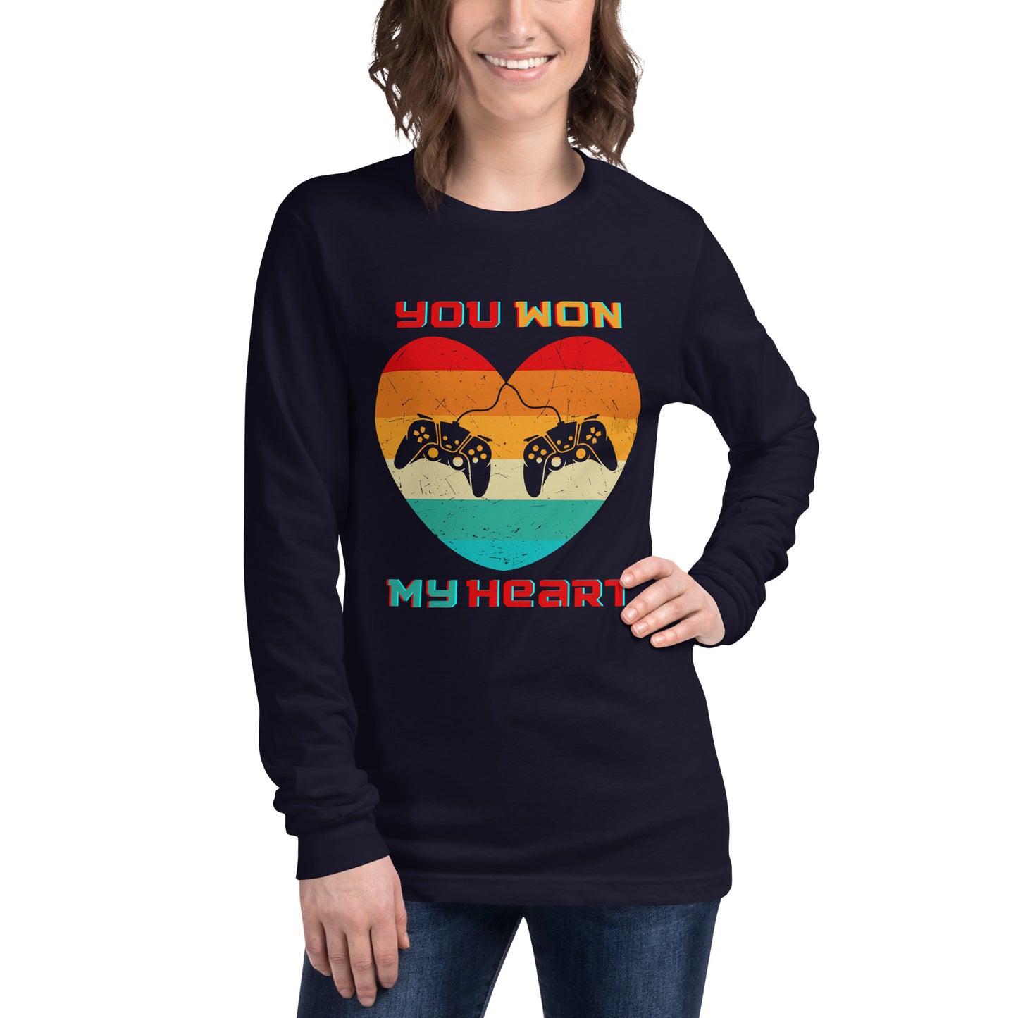 Retro Gamer Heart - Long-Sleeve T-Shirt