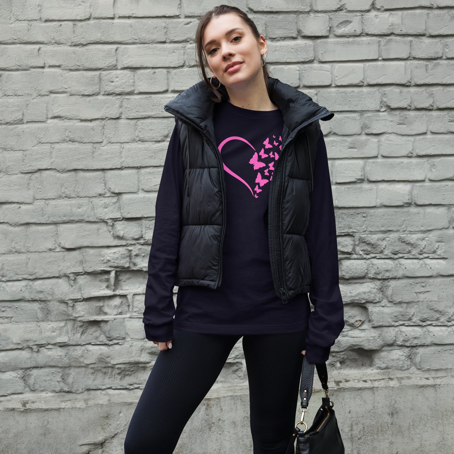 Pink Butterfly Heart - Long-Sleeve T-Shirt