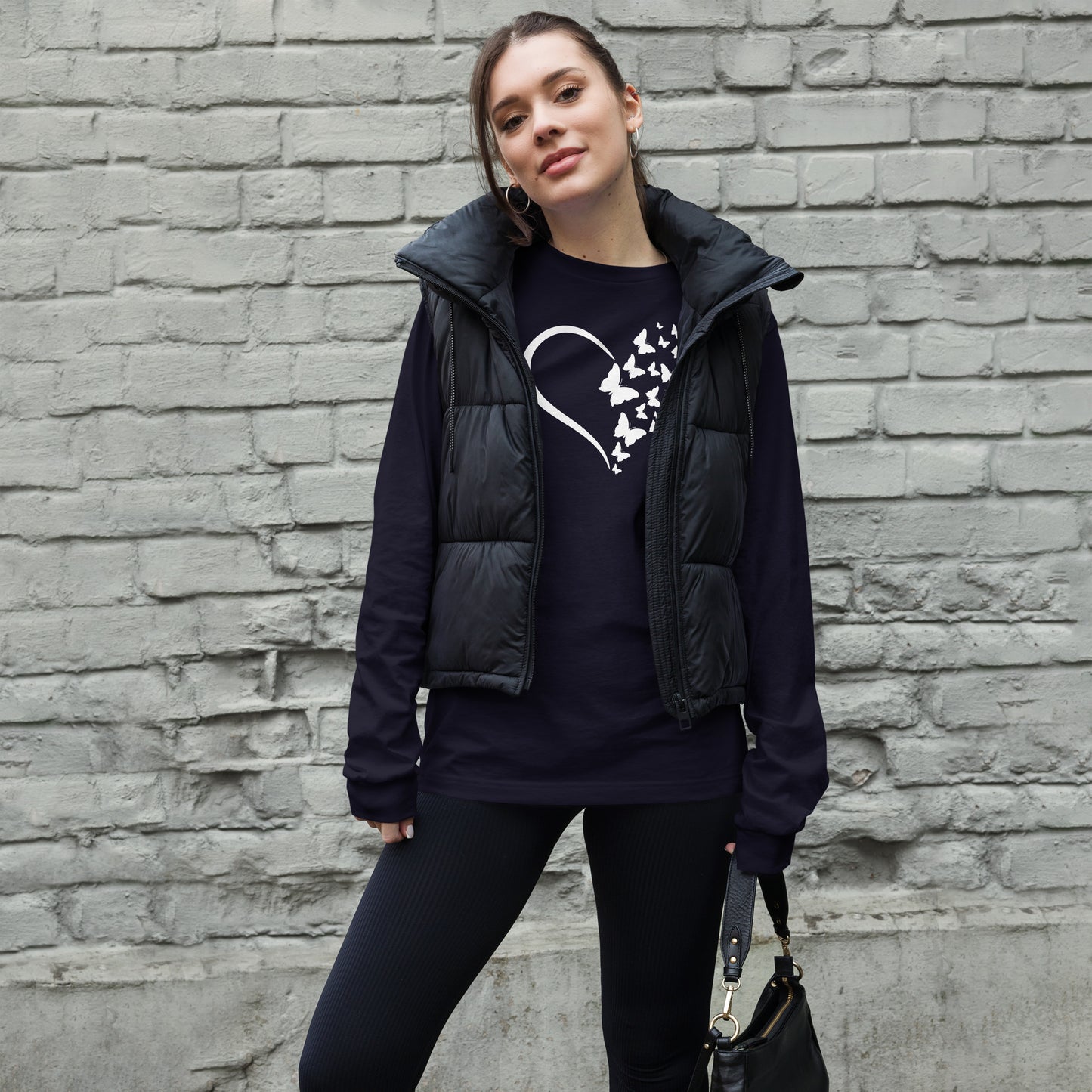 White Butterfly Heart - Long-Sleeve T-Shirt