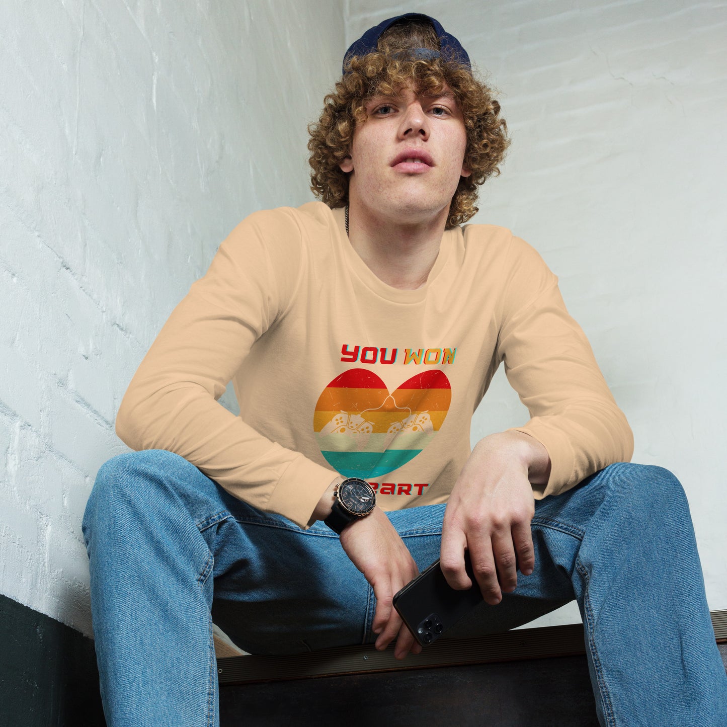 Retro Gamer Heart - Long-Sleeve T-Shirt