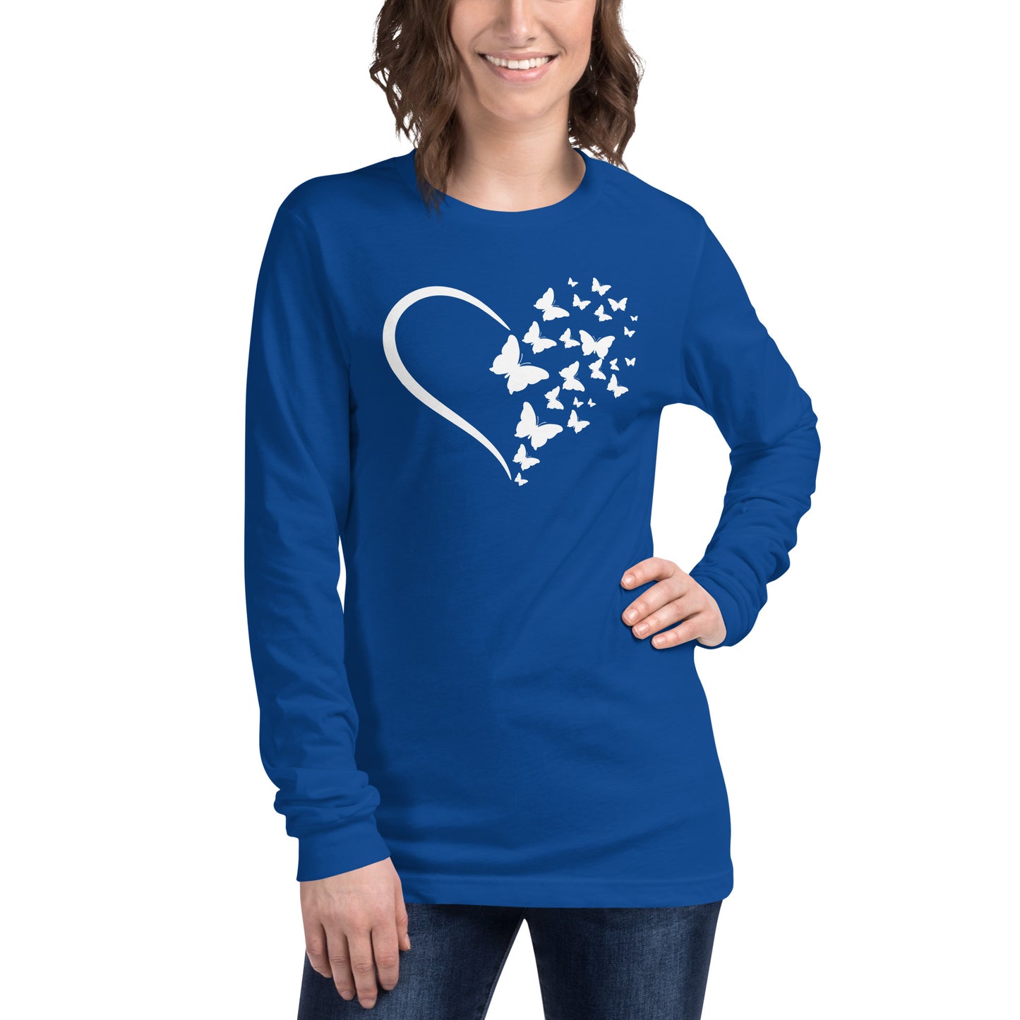 White Butterfly Heart - Long-Sleeve T-Shirt