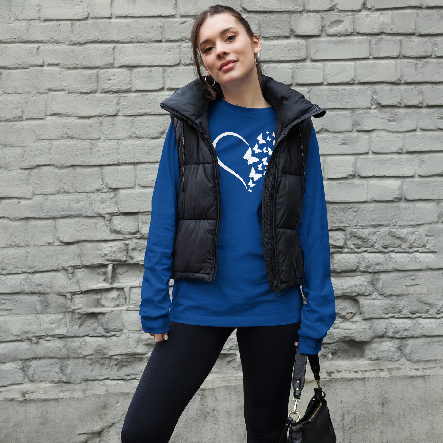 White Butterfly Heart - Long-Sleeve T-Shirt