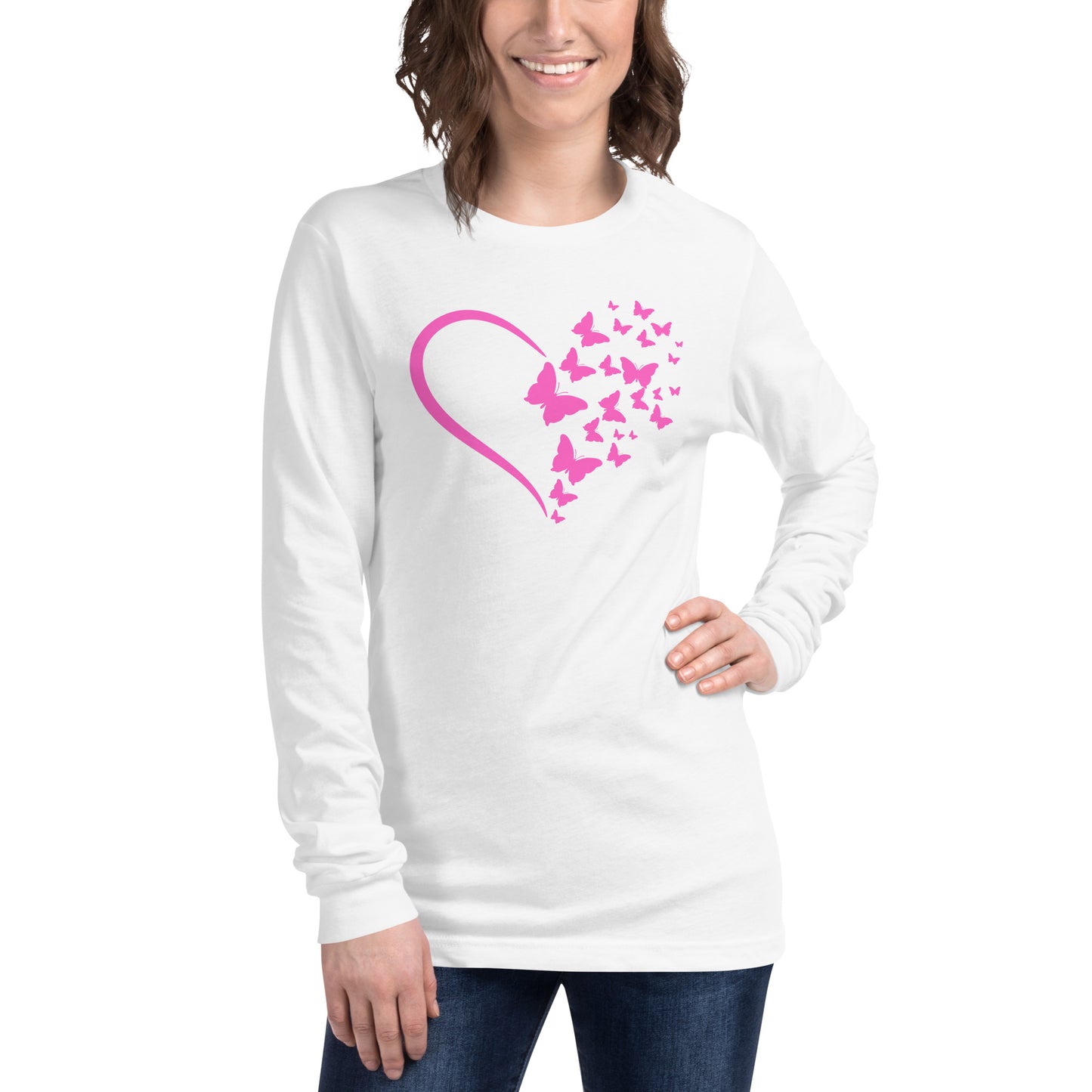 Pink Butterfly Heart - Long-Sleeve T-Shirt