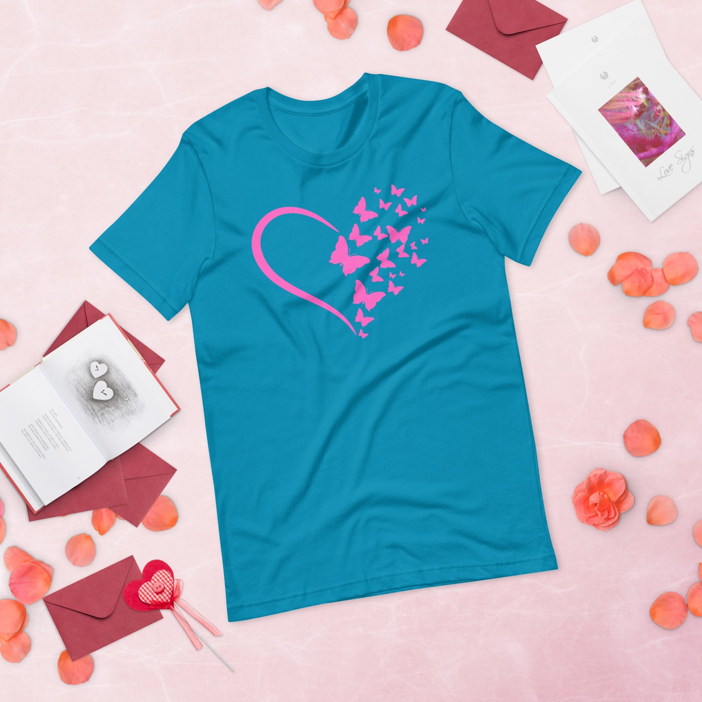 Pink Butterfly Heart - Lightweight T-Shirt