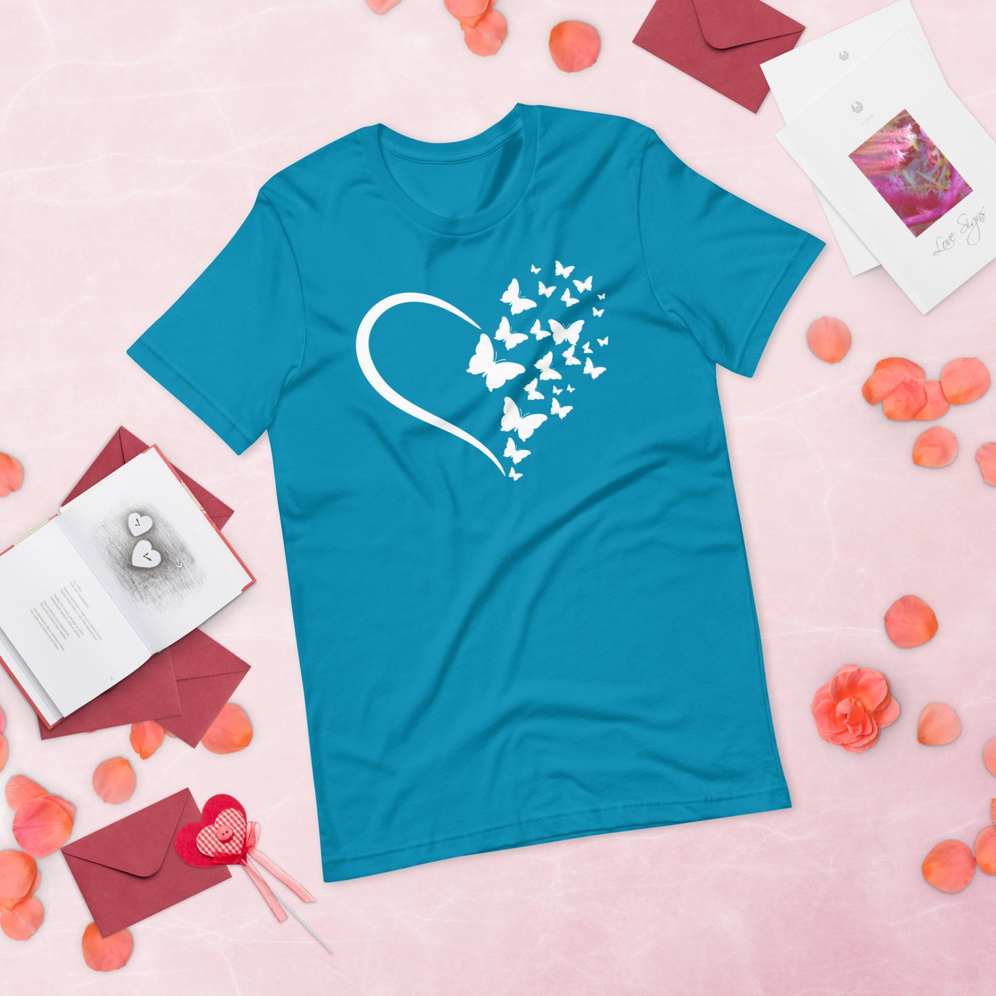 White Butterfly Heart - Lightweight T-Shirt