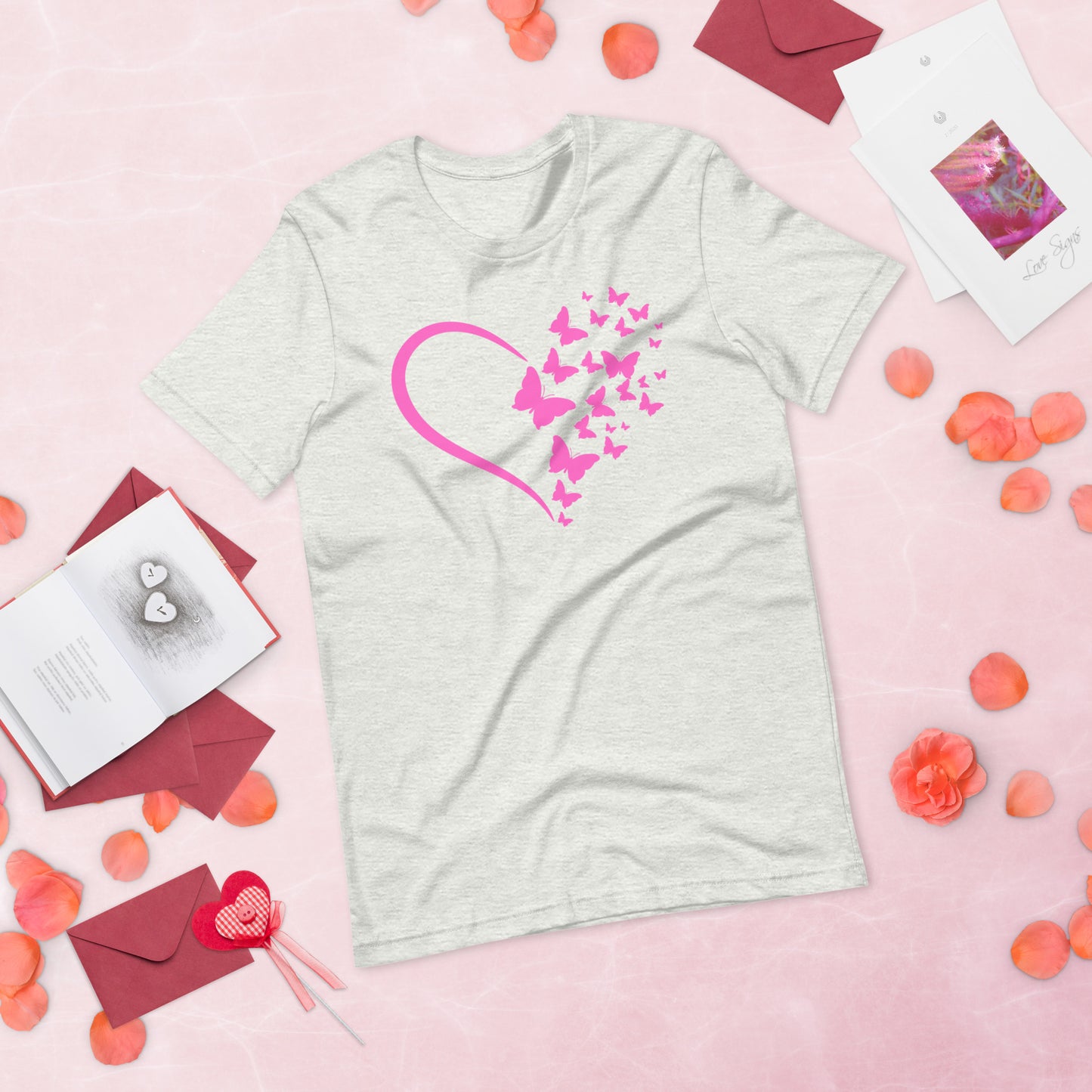Pink Butterfly Heart - Lightweight T-Shirt