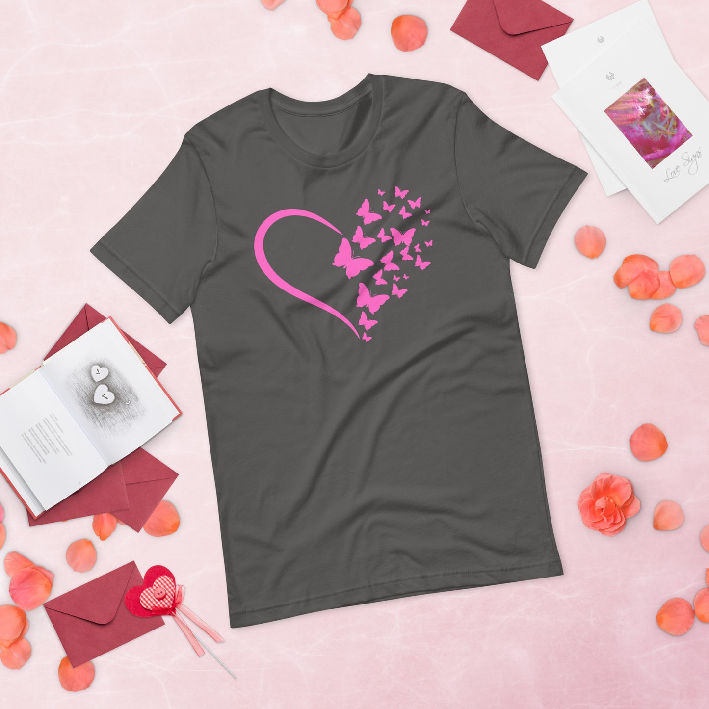 Pink Butterfly Heart - Lightweight T-Shirt