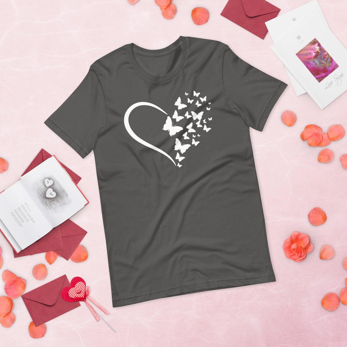 White Butterfly Heart - Lightweight T-Shirt