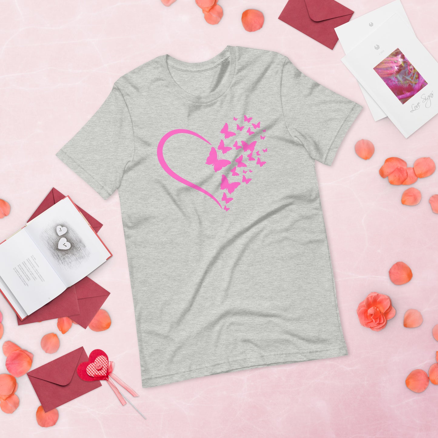Pink Butterfly Heart - Lightweight T-Shirt