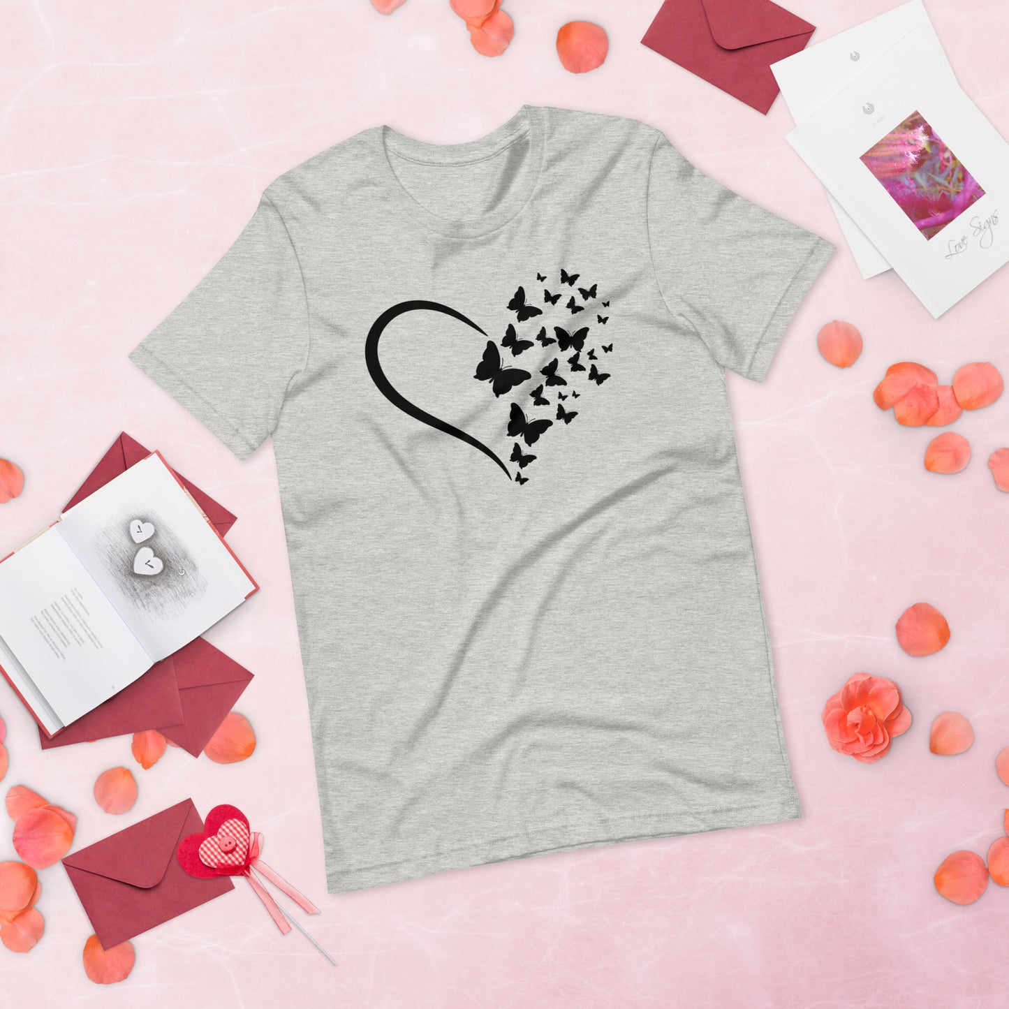 Black Butterfly Heart - Lightweight T-Shirt
