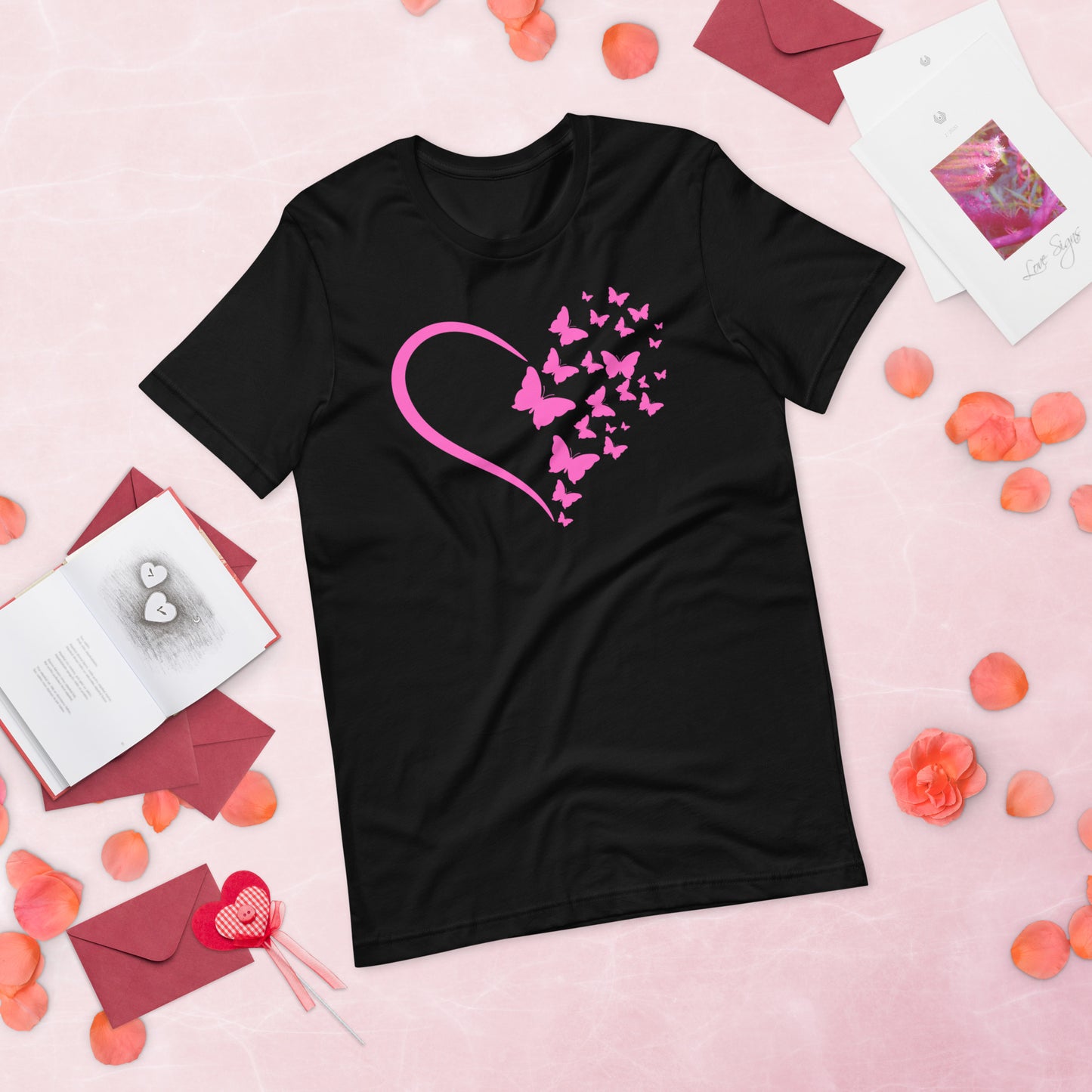 Pink Butterfly Heart - Lightweight T-Shirt