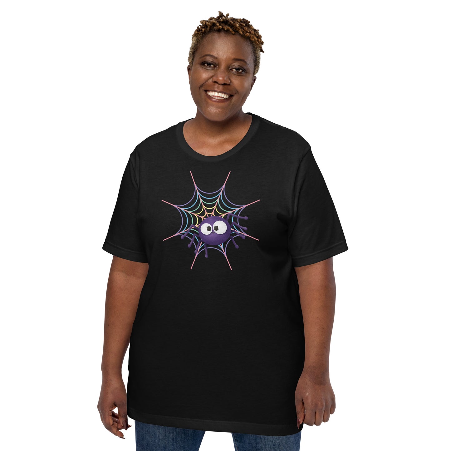 Pastel Rainbow Web (Dark) - Lightweight T-Shirt
