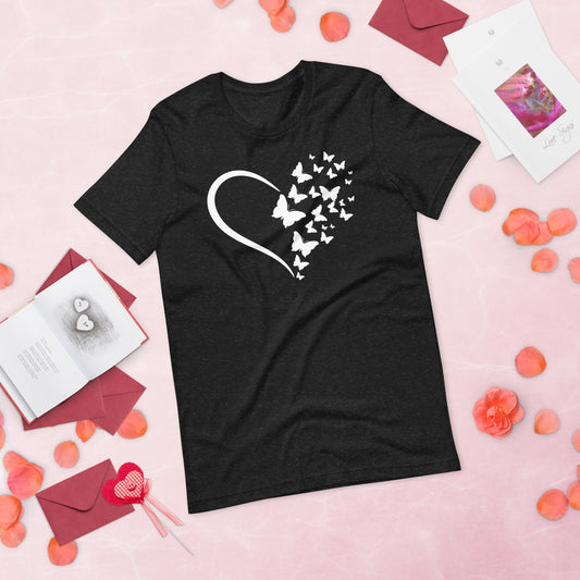 White Butterfly Heart - Lightweight T-Shirt