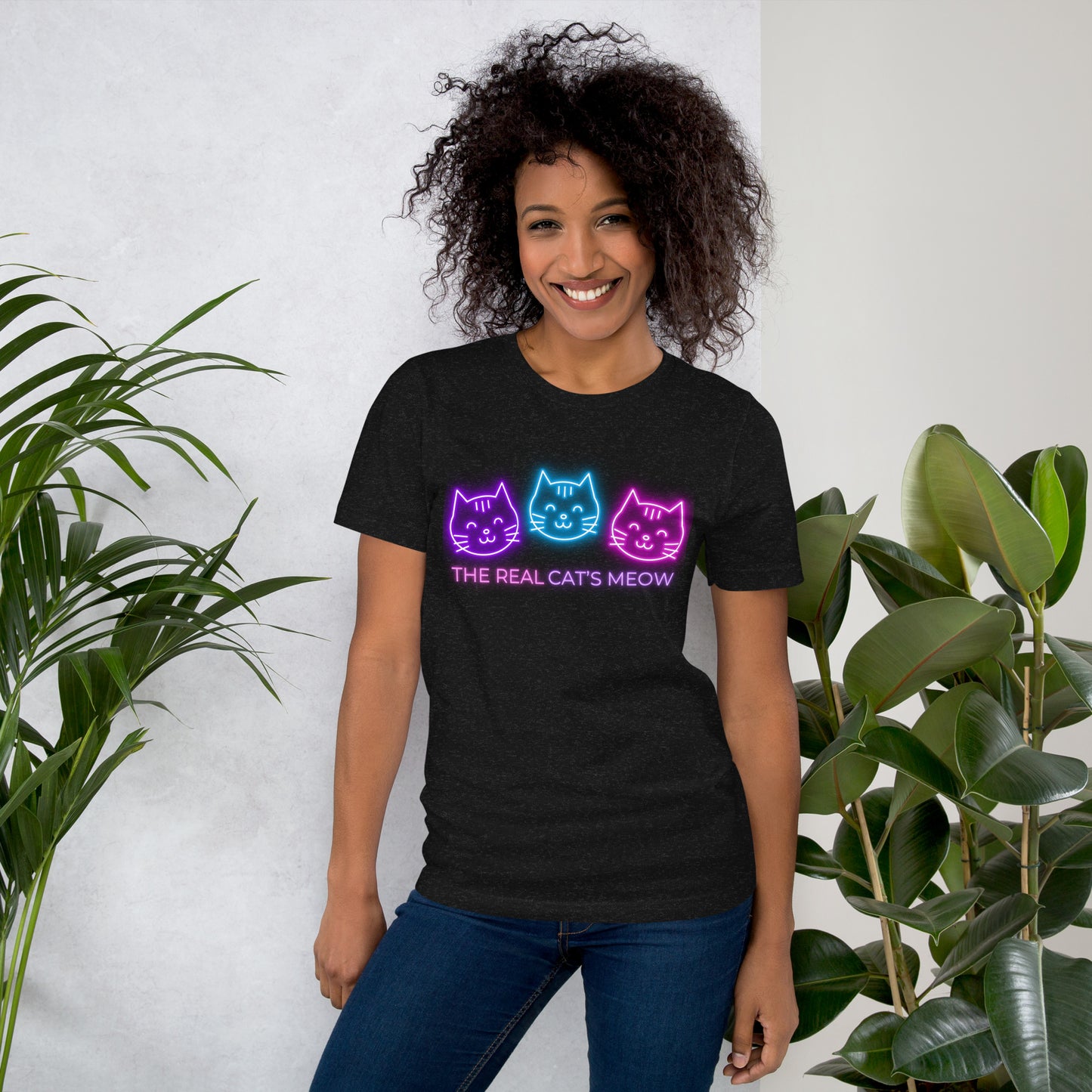Neon Cat (Front & Back) - Lightweight T-Shirt